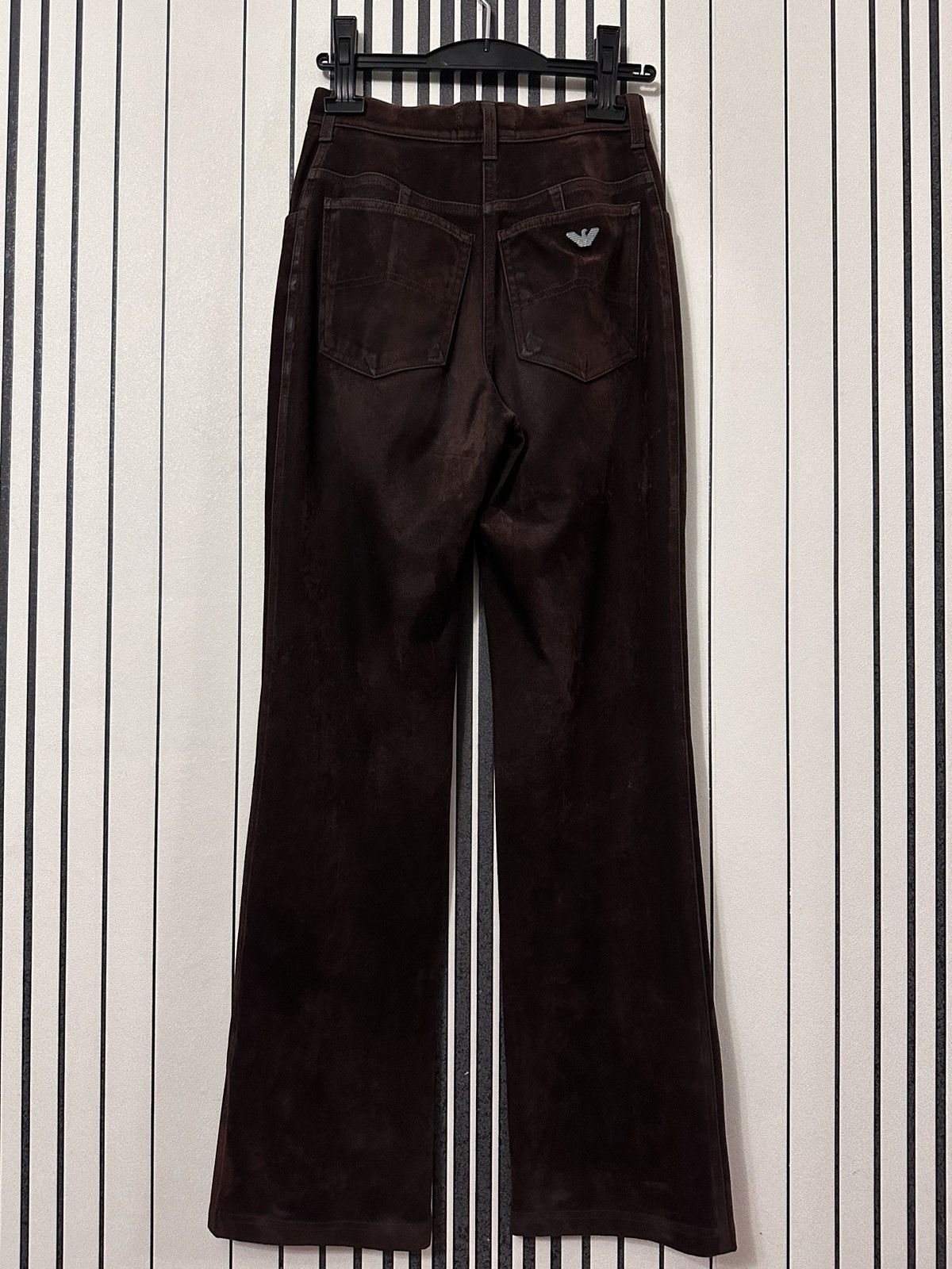 Armani 80ʼs Armani Stretchy Velour Dark Brown Rarest Pants Size 27" / US 4 / IT 40 - 1 Thumbnail