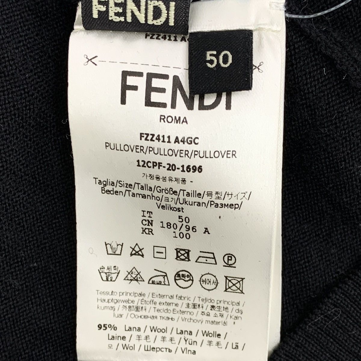 Fendi Fendi Black Panel Stand Collar Wool Knit Sweater K26WX Size L / US 10 / IT 46 - 7 Thumbnail
