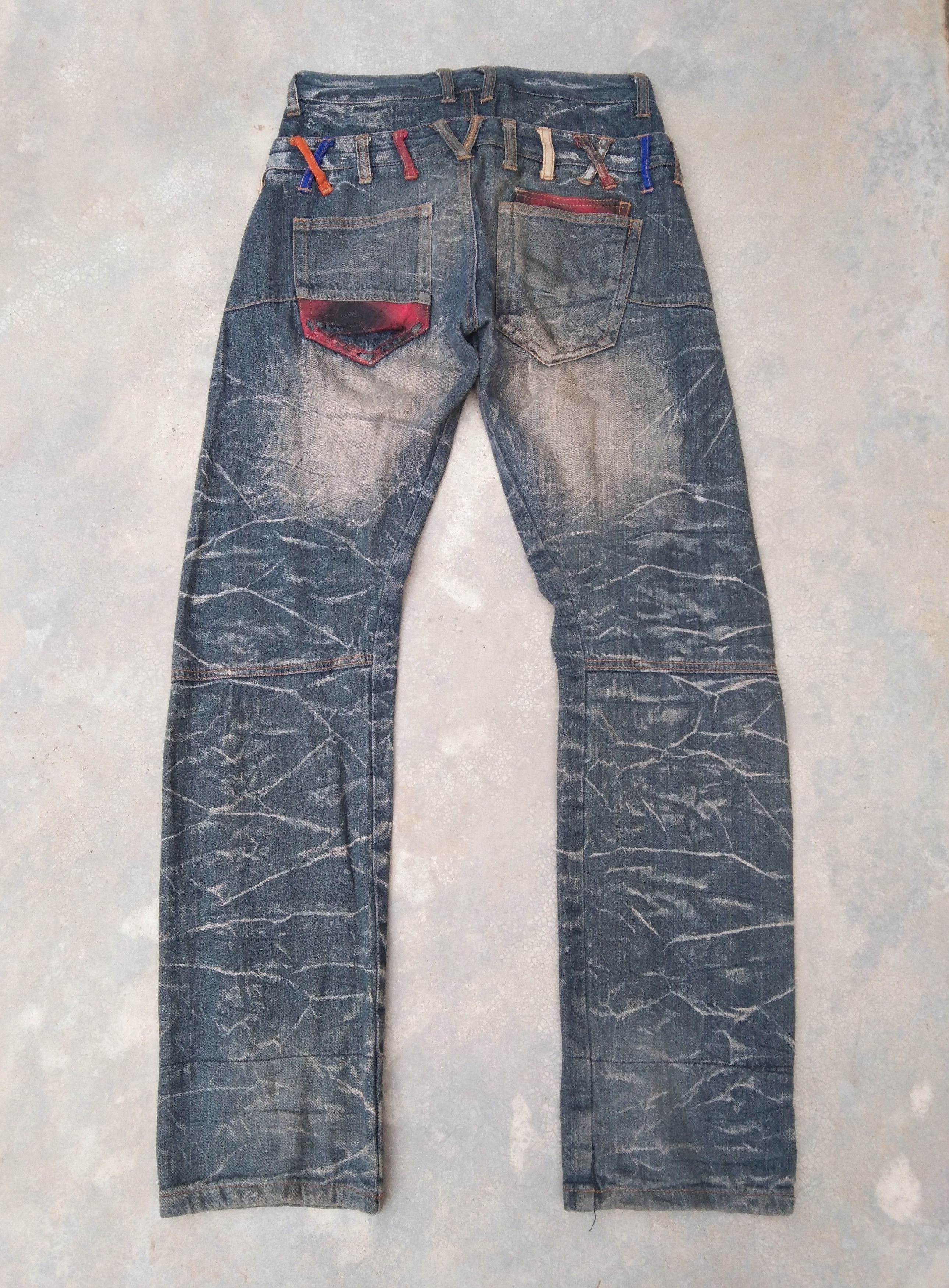Japanese Brand Vintage Distressed Rusty Double Waist Retro Punk Jeans 29x32 Size US 29 - 2 Thumbnail