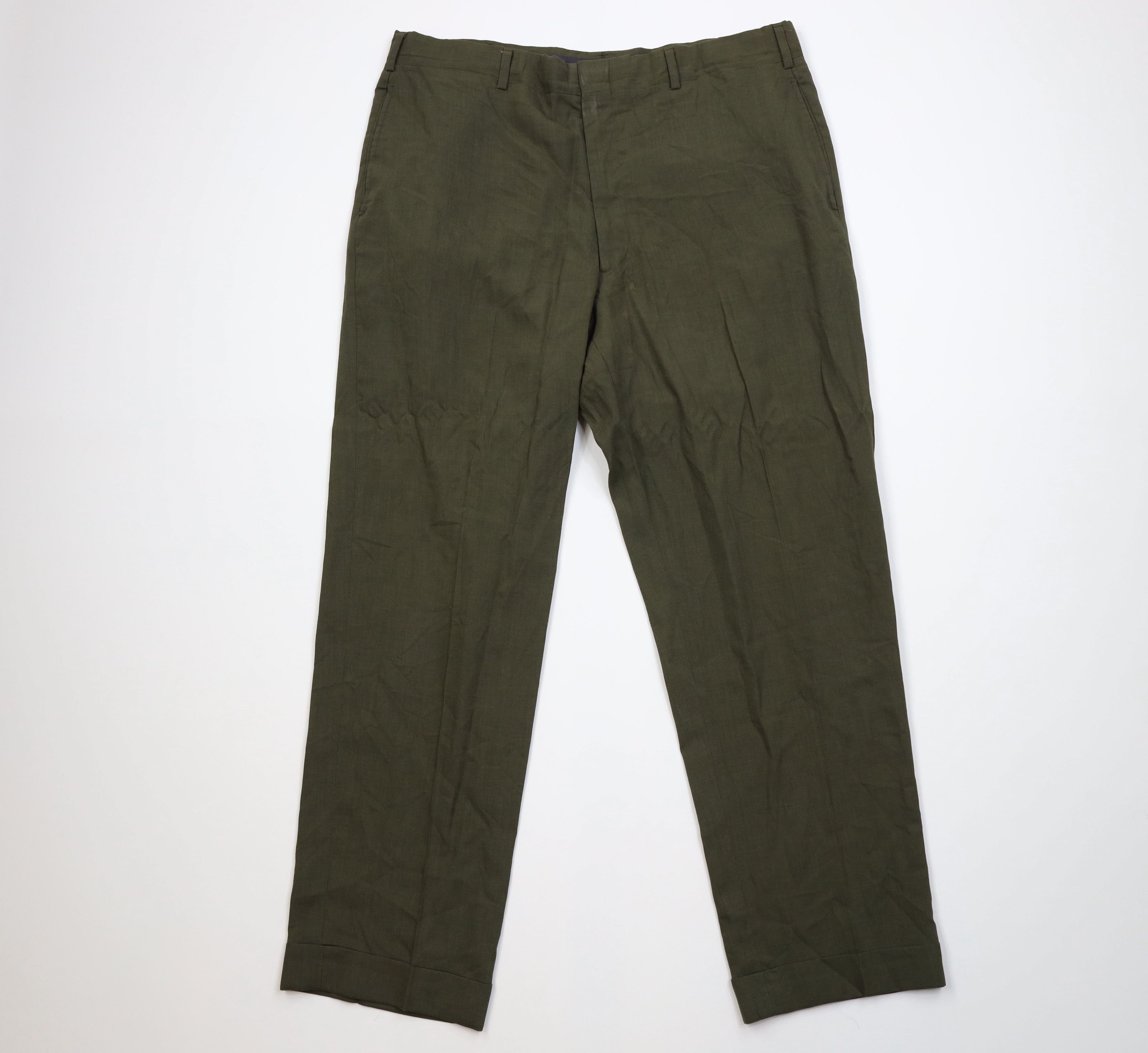 Vintage Vintage 50s 60s Streetwear Wool Knit Chino Pants Green USA Size US 36 / EU 52 - 1 Thumbnail