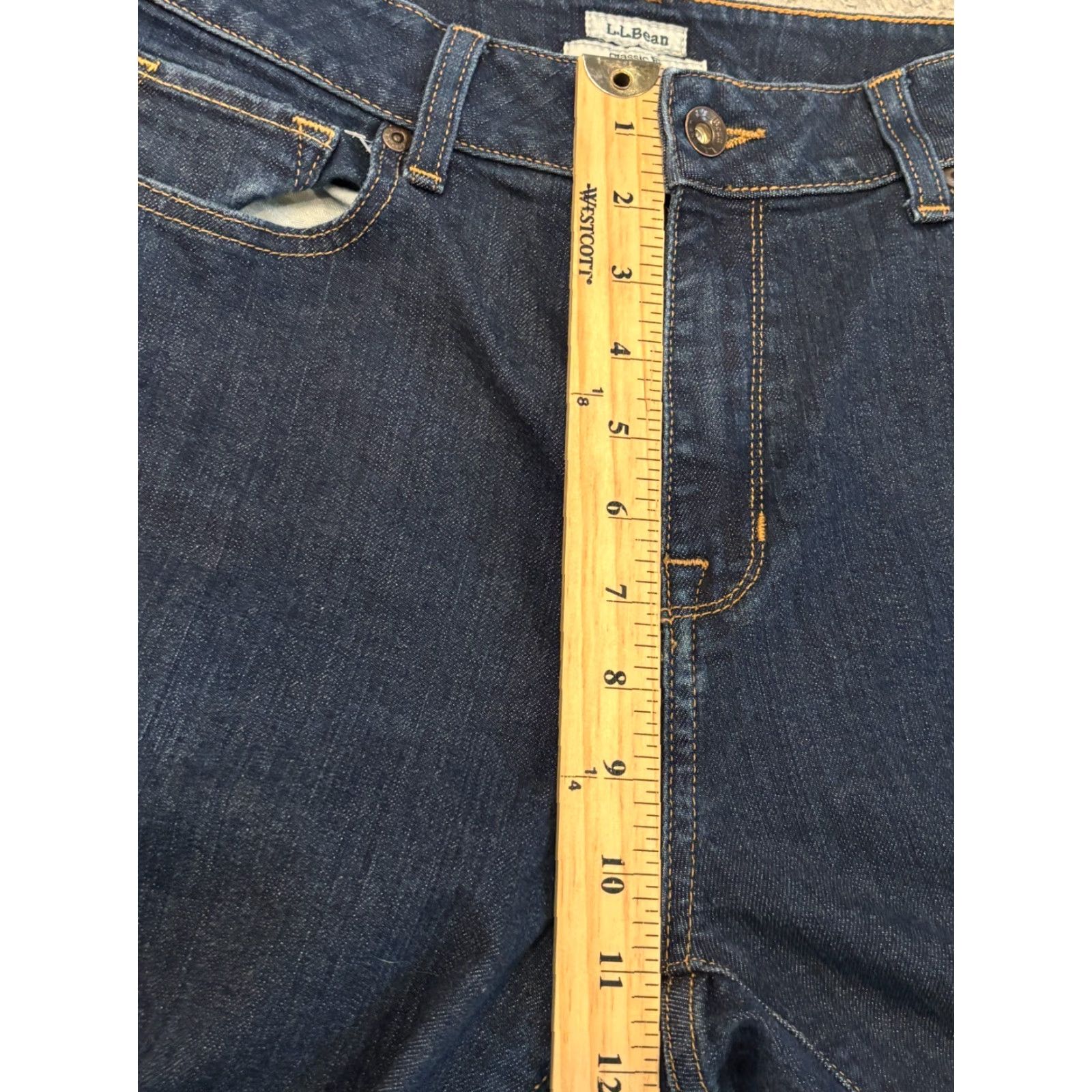 Vintage L.L. Bean Jeans Womens 8 Tall Classic Fit 5-Pocket Blue Denim Dark Wash Stretch Casual Size 30" / US 8 / IT 44 - 4 Thumbnail