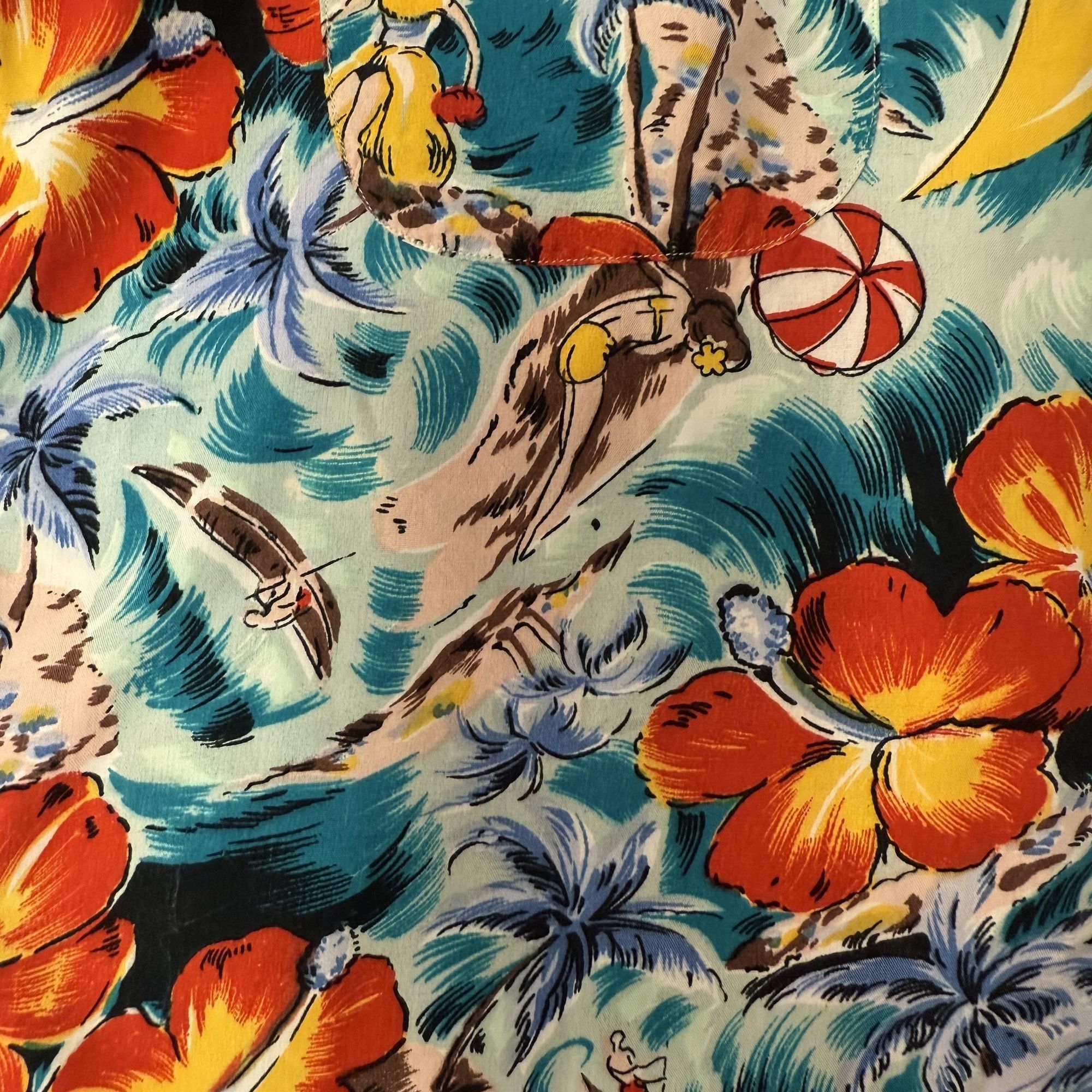 Other 2 pc LOT Vtg Wedding FIGHTING SAVAGES Floral Hawaiian Shirts Size US S / EU 44-46 / 1 - 21 Thumbnail