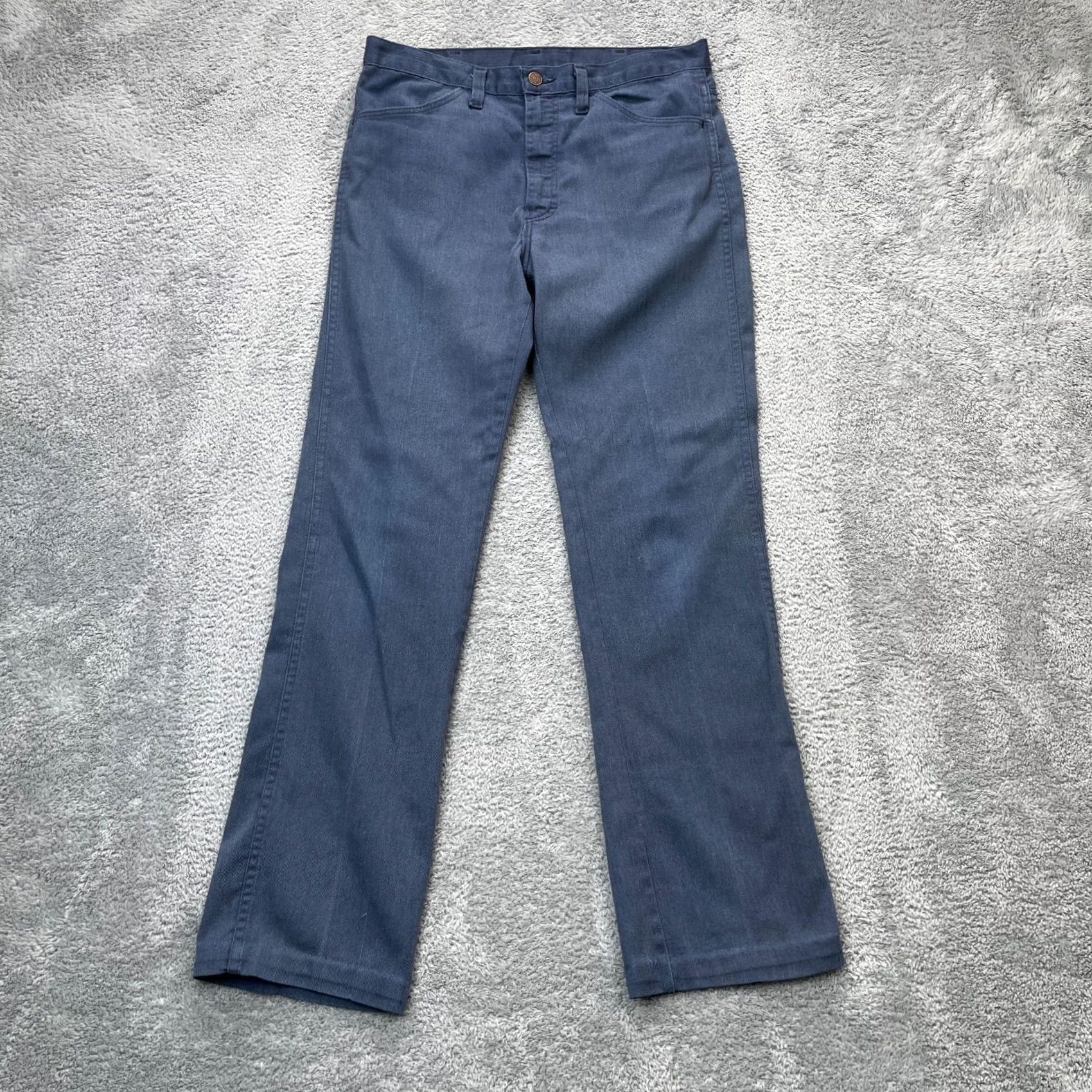 Vintage VINTAGE Mr Leggs Pants Mens Regular Blue Straight Leg Logo 5-Pocket Chino Workwear Shirt Size US 31 - 2 Thumbnail