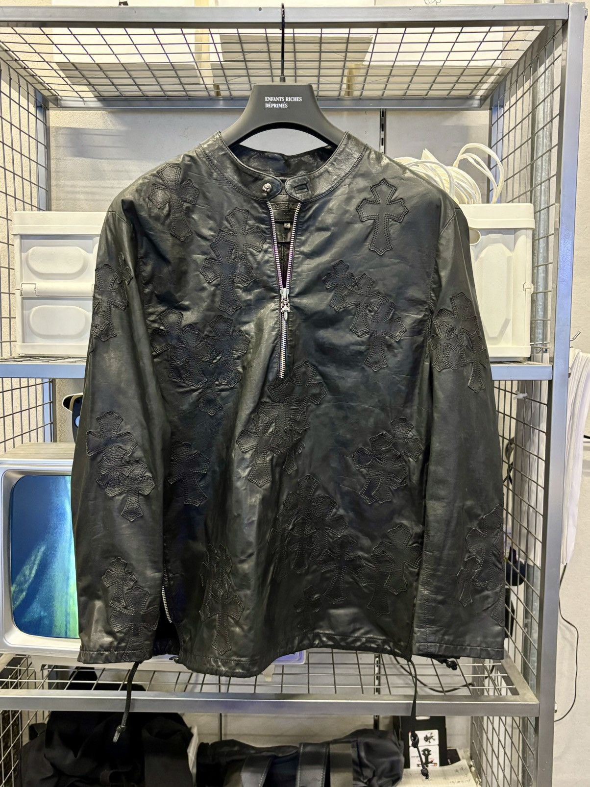 Chrome Hearts 1 of 1 RARE 80 cross Patches leather EZ Rider pullover jkt Size US S / EU 44-46 / 1 - 2 Thumbnail