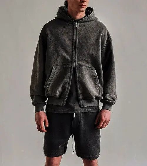 Streetwear Retro High Street Washed Zip Up Hoodie y2k