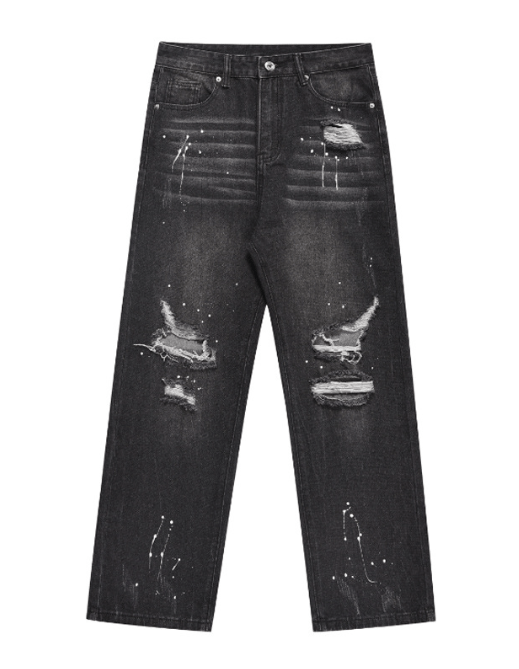 Japanese Brand American high street ink-splashed ripped jeans black Size US 32 / EU 48 - 5 Thumbnail
