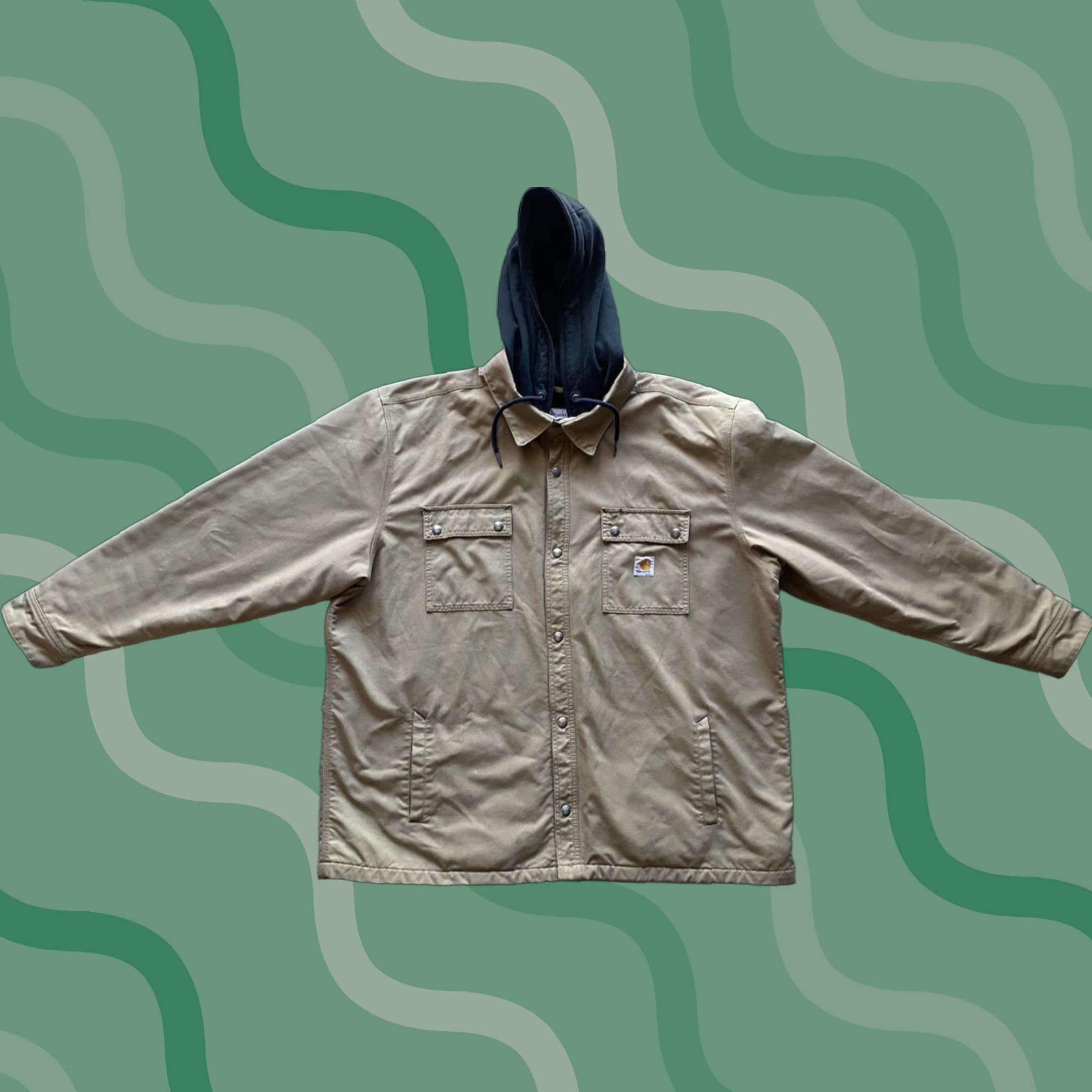 Carhartt Carhartt Jacket Hooded Snap Quick Duck Pockets Lined Men’s 2XL Size US XXL / EU 58 / 5 - 1 Thumbnail