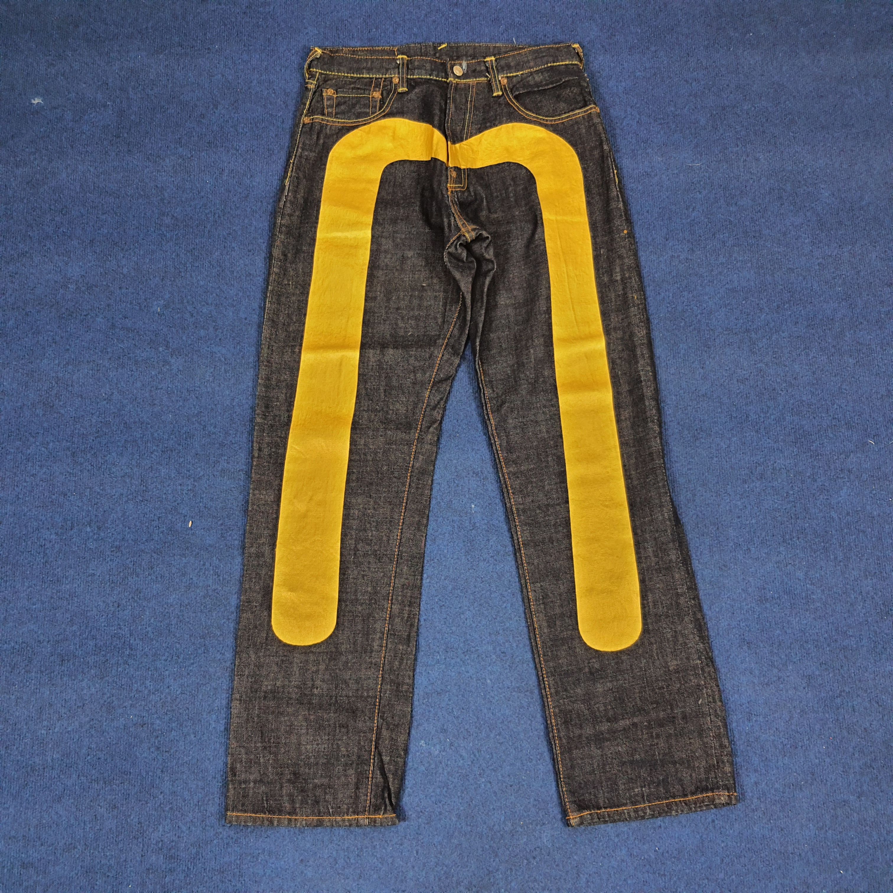 Japanese Brand × Vintage Vintage Evisu Japanese Brand Custom Gold Daicock Jeans Size US 31 - 1 Thumbnail