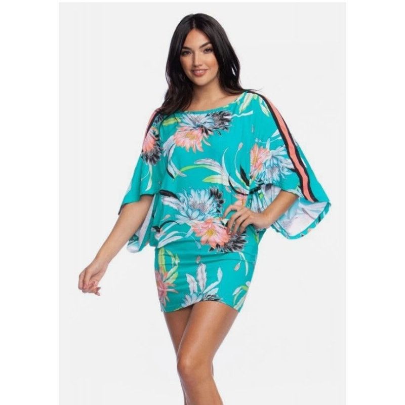 Trina Turk Trina Turk Swim Cover Up Women Small Teal Blue Shangri Size ONE SIZE - 2 Thumbnail