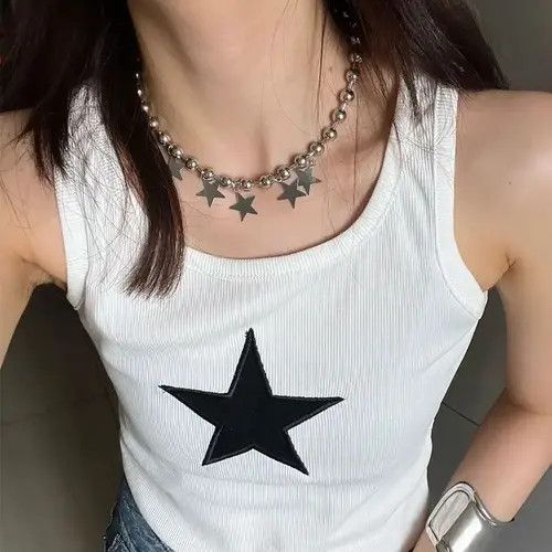 Vintage Unisex Stars Pendant Bead Necklace Size ONE SIZE - 2 Thumbnail