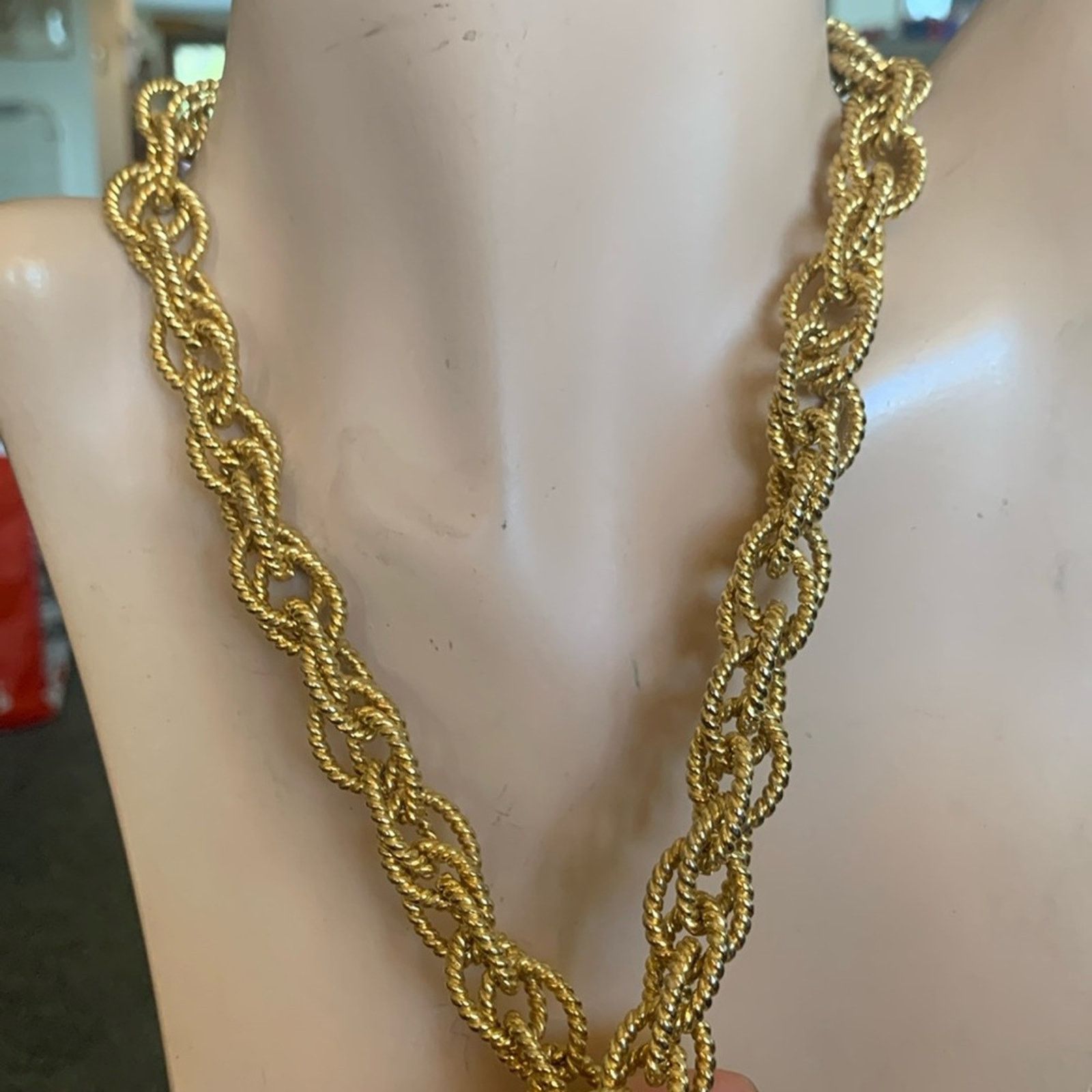 Vintage Chunky heavy braided rope links golden necklace Size ONE SIZE - 1 Thumbnail