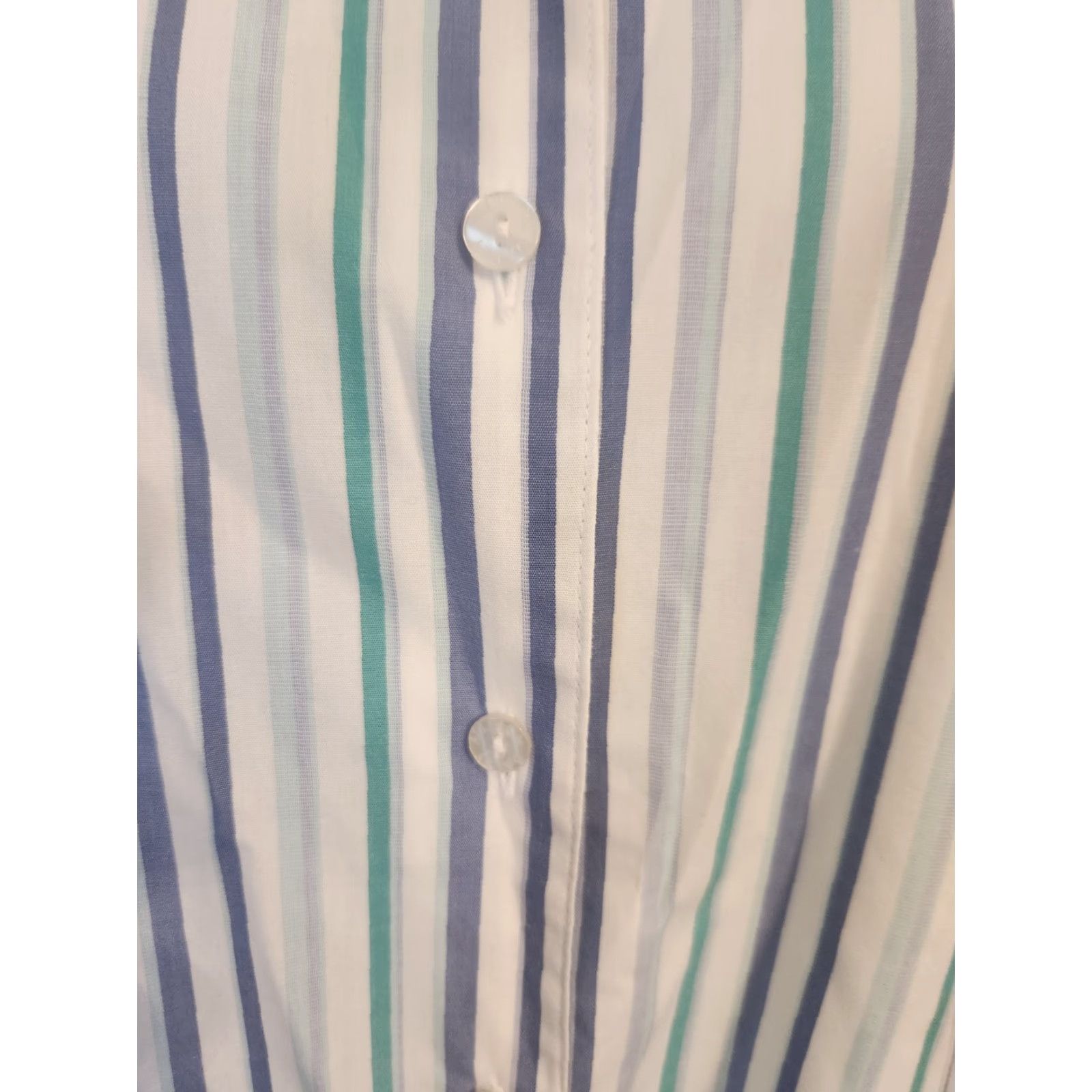 Vintage VINTAGE Allison Daley White Blue Stripe Button Up Top Shirt 16 Women Size XXL / US 16-18 / IT 52-54 - 3 Thumbnail