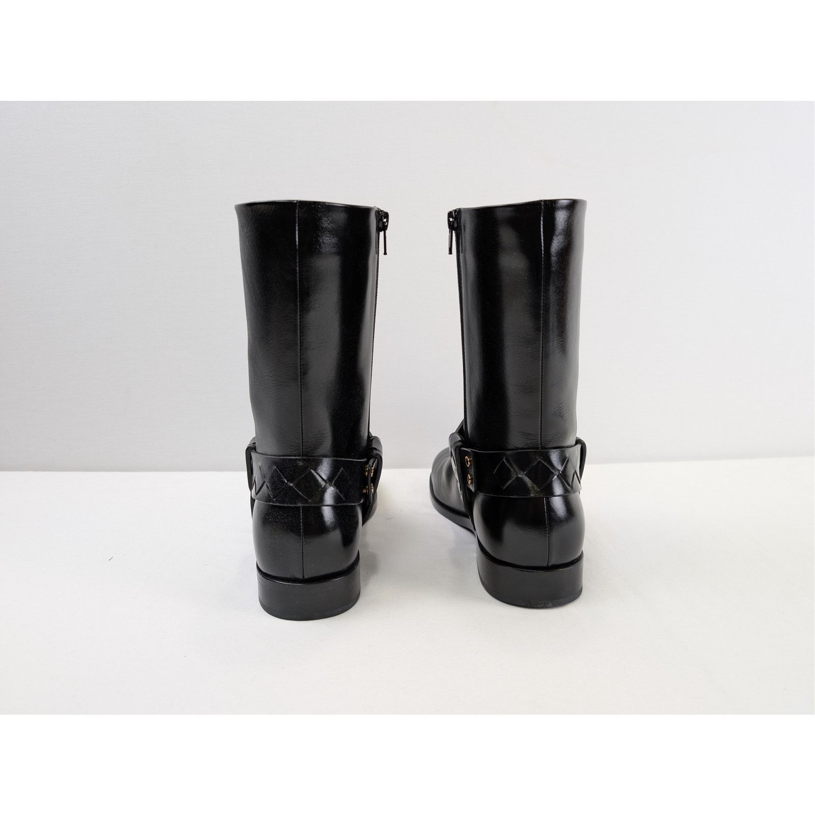 Bottega Veneta o1rshd1 Intrecciato-Woven Harness-Style Ankle Strap Hi Boots Size US 12 / EU 45 - 9 Thumbnail