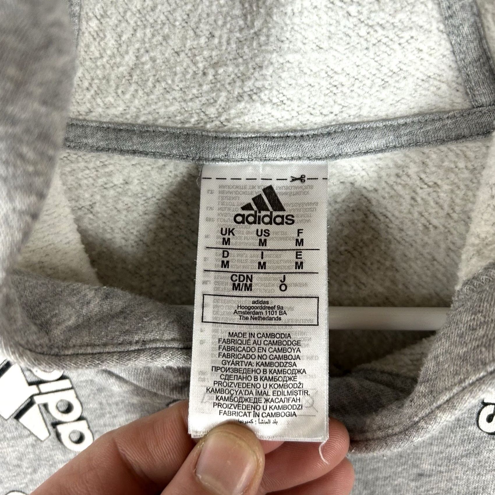 Adidas Adidas Hoodie Mens Medium Gray All Over Print Graphic Print Hooded Sweatshirt Sports Shirt? Size US M / EU 48-50 / 2 - 4 Thumbnail