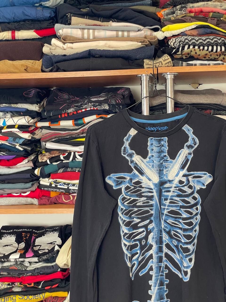 Vintage Y2K Crazy skull Bones Faded Printed longsleeve All Over Rare Size US M / EU 48-50 / 2 - 3 Thumbnail