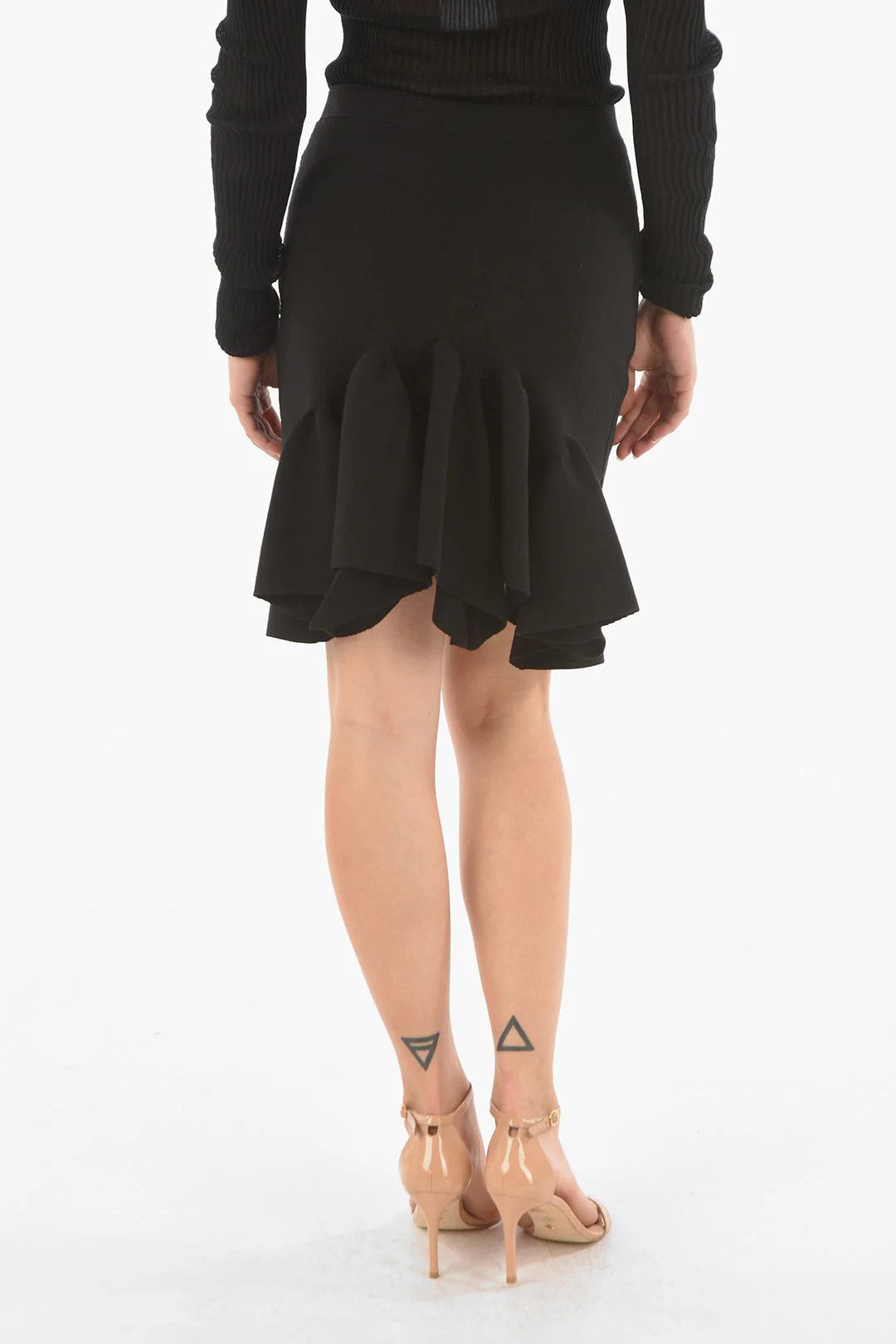 Bottega Veneta og1mm0426 Stretch Wool Godet Mini Skirt in Black Size 28" / US 6 / IT 42 - 2 Thumbnail
