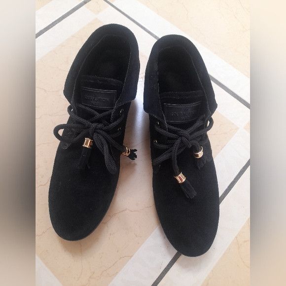 Louis Vuitton Monogram Suede Sneaker Flap Shoes Black RARE! Size US 6.5 / IT 36.5 - 9 Thumbnail