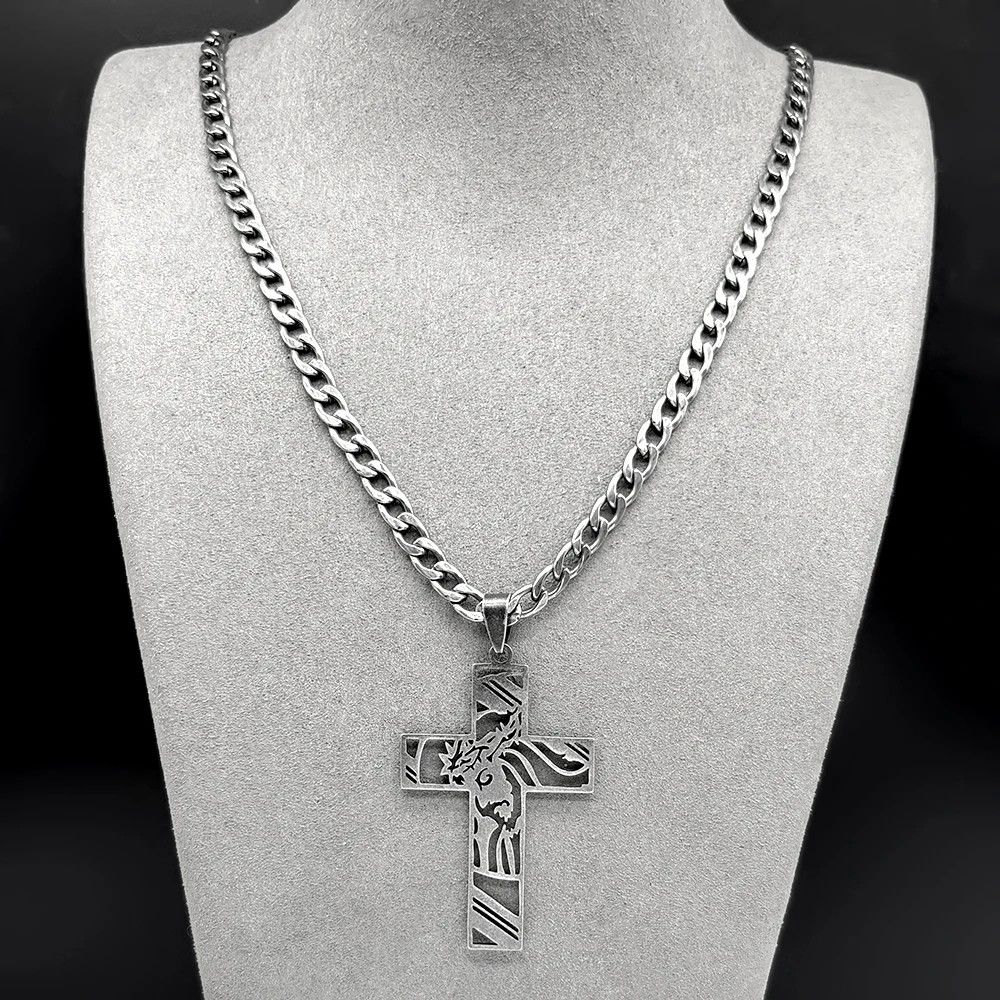 Jewelry Crown of Thorns Jesus Cross Pendant Charms Necklace Size ONE SIZE - 3 Thumbnail