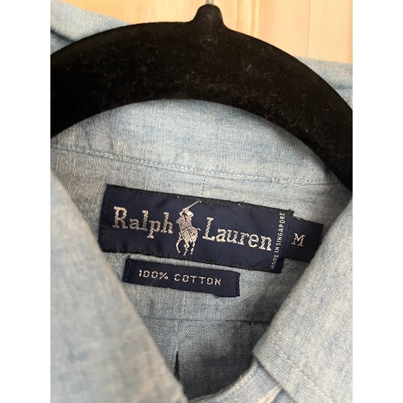Ralph Lauren VTG 80s Ralph Lauren Shirt Blue Chambray Button Down Size US M / EU 48-50 / 2 - 3 Thumbnail