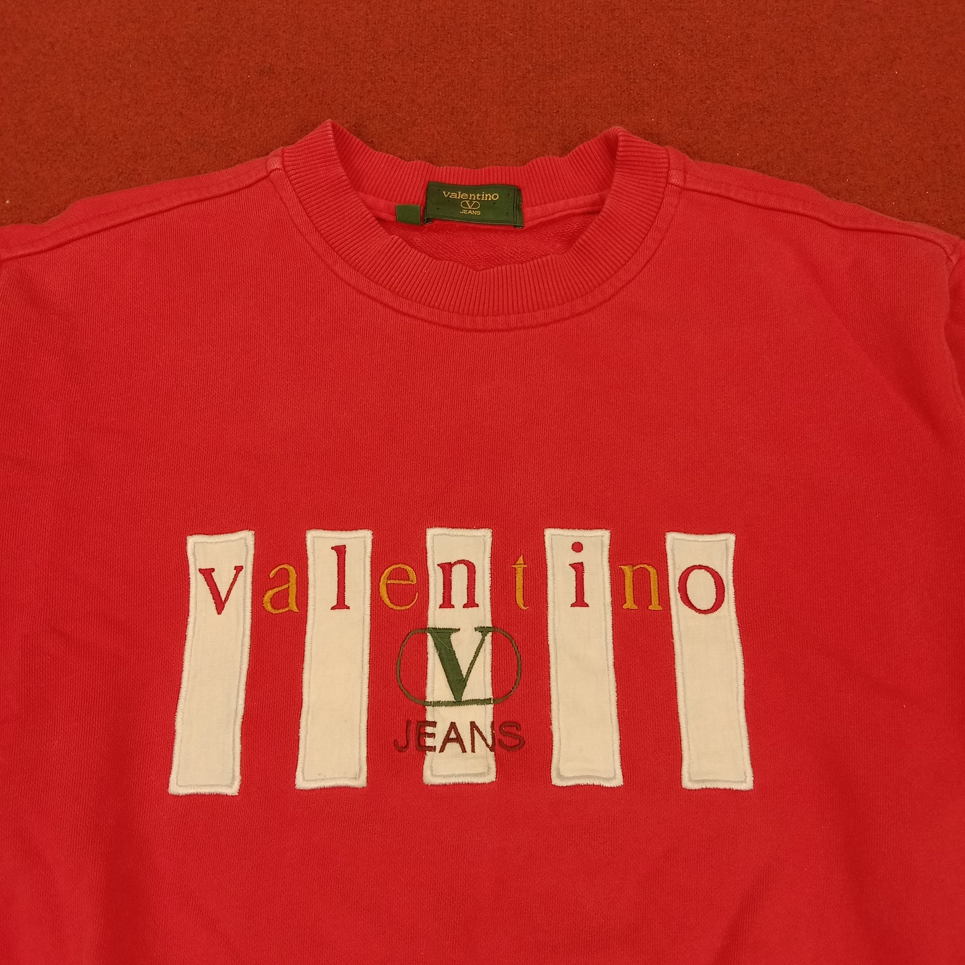 Valentino × Vintage Valentino Jeans Center Design Streetwear Style Sweatshirt Size US M / EU 48-50 / 2 - 2 Thumbnail