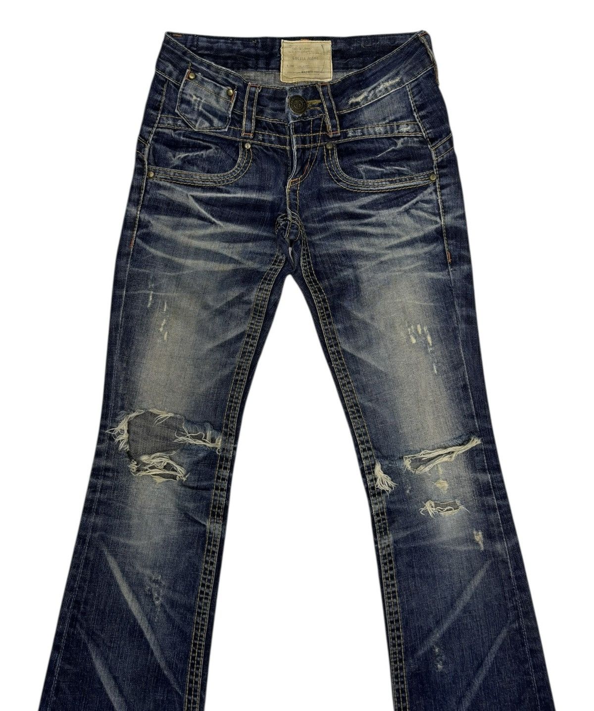 Japanese Brand Vintage Lolita Flared Bootcut Distressed Denim Jeans Size 25" / US 0 / IT 36 - 5 Thumbnail