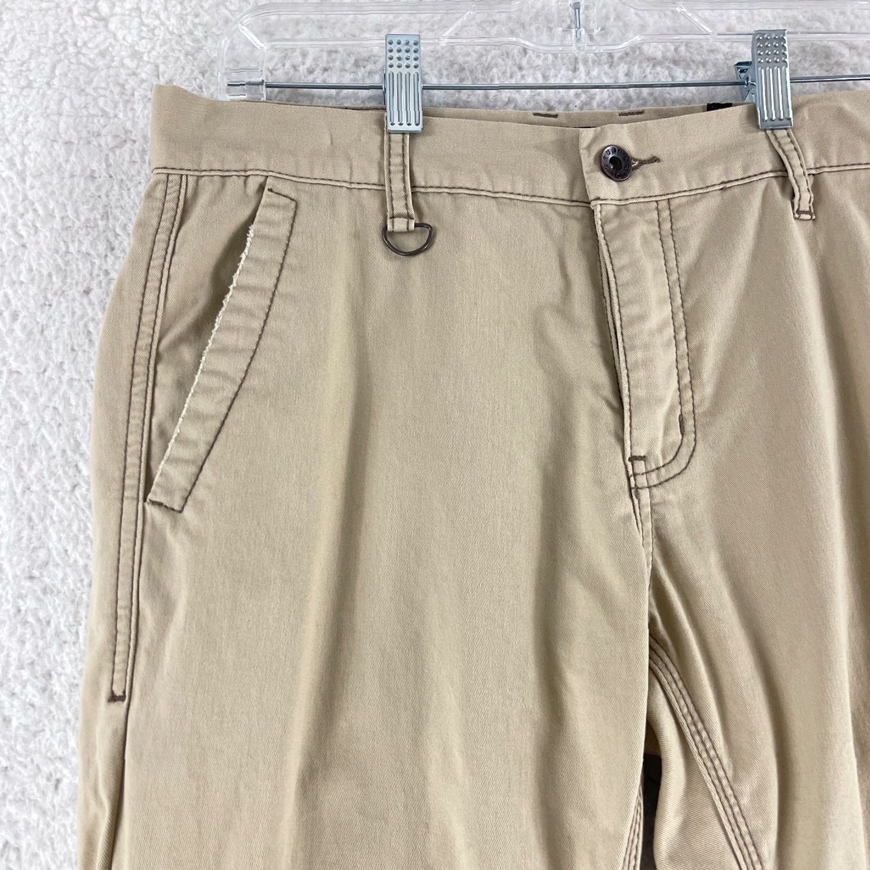 Vintage XXX Rude Beige Khaki Chino Skinny Pants Mens Casual Work Wear 30x32 Regular Flat Front Button Zip 10204 Size US 30 / EU 46 - 4 Thumbnail