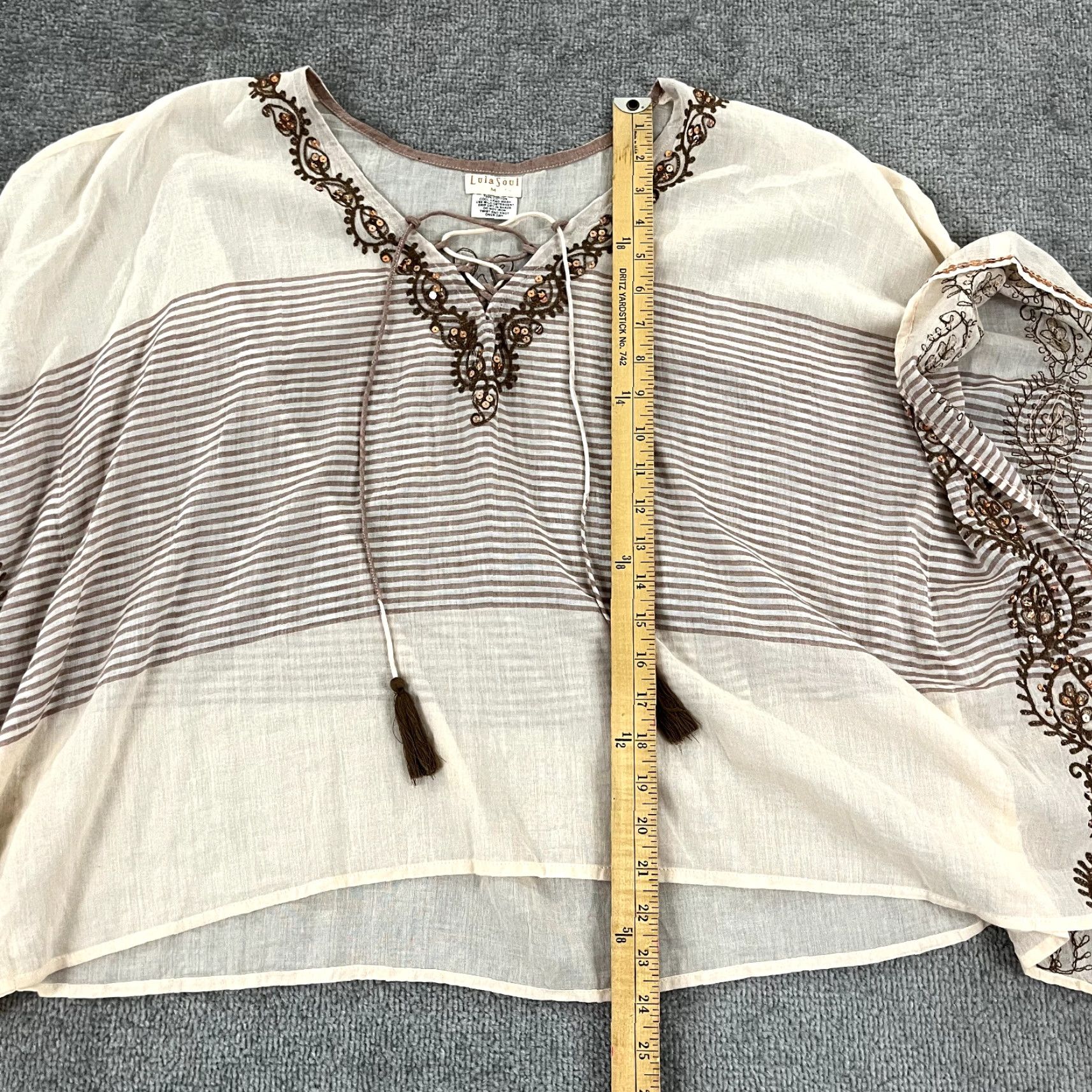 Vintage Lula Soul Women's Vintage Boho Sequin Sheer V-Neck Sleeveless Blouse Medium Brown Festival Casual Size M / US 6-8 / IT 42-44 - 5 Thumbnail