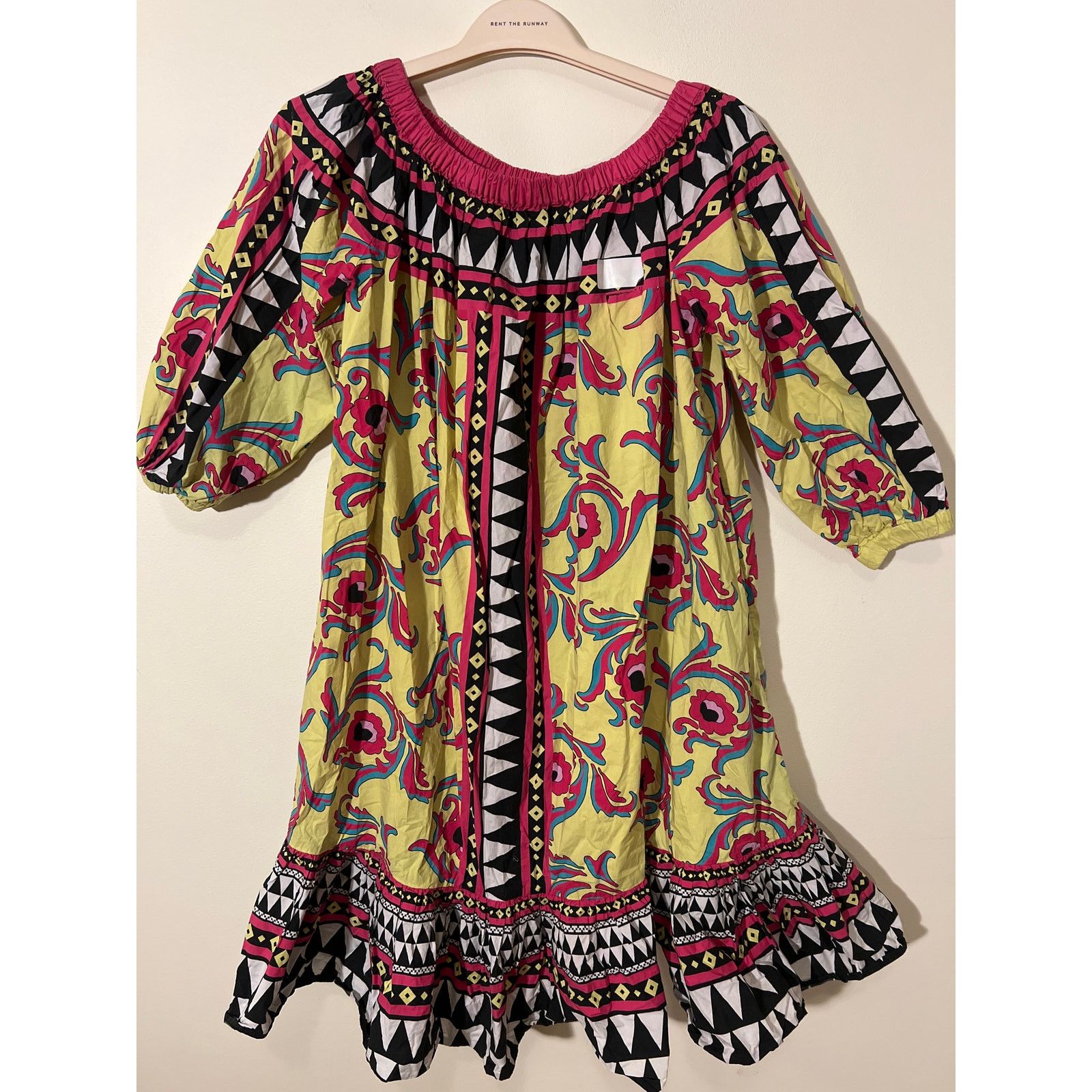 La DoubleJ RTR LaDoubleJ XS Paloma Yellow Off Shoulder Shift Midi Dress Size XS / US 0-2 / IT 36-38 - 3 Thumbnail
