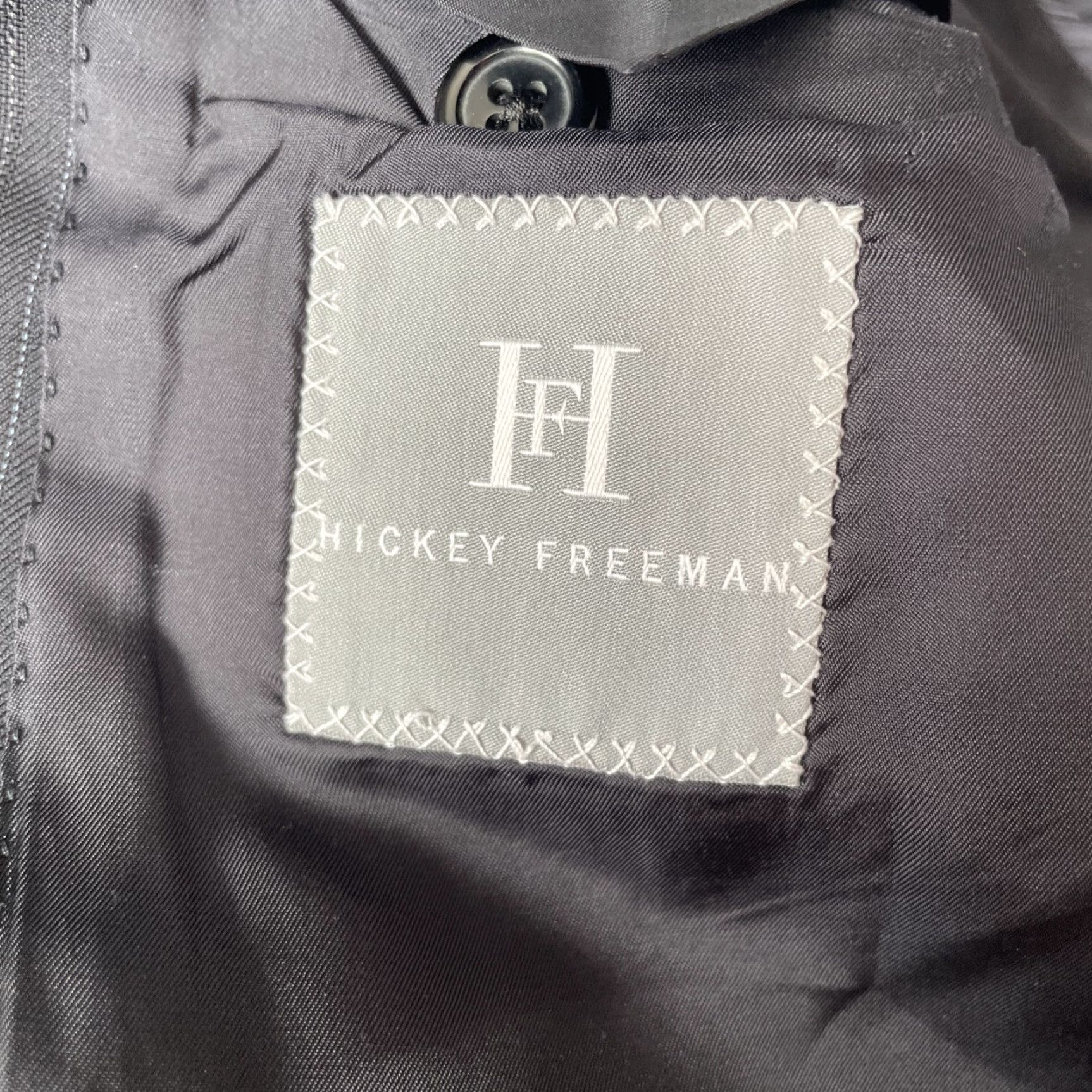 Vintage VINTAGE Hickey Freeman Black Pinstripe Sport Jacket Coat Mens 44R Blazer USA Size 44R - 3 Thumbnail