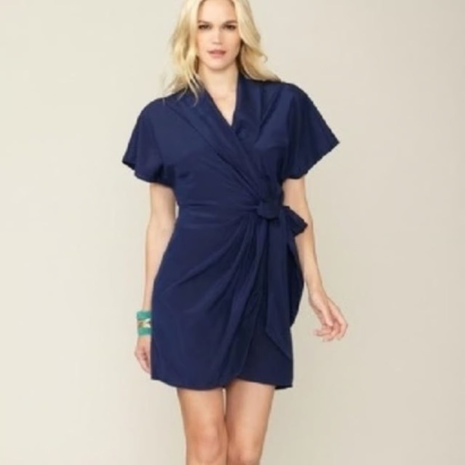 Calypso St Barth Calypso St. Barth Navy Silk Wrap Dress Medium Size M / US 6-8 / IT 42-44 - 1 Thumbnail