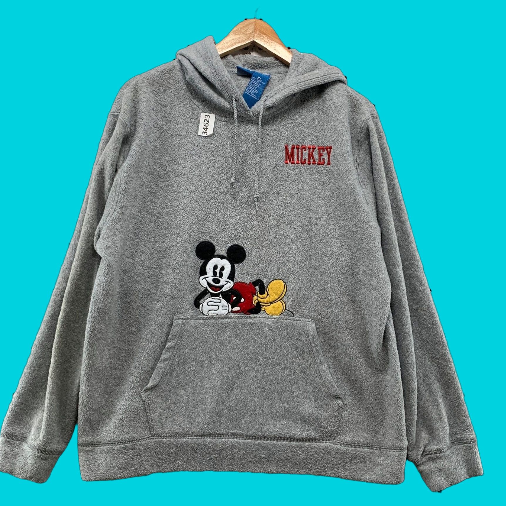 Disney Vintage Disney Mickey Mouse Hoodie Mens XL Gray Fleece Pullover 24x26.5 Size US XL / EU 56 / 4 - 1 Thumbnail