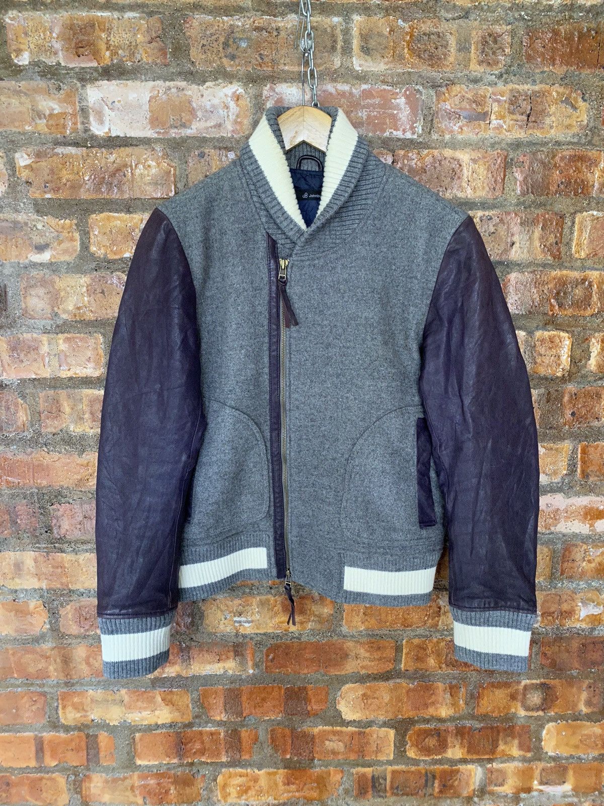 Johnbull Leather purple sleeve zipper varsity jacket Size US M / EU 48-50 / 2 - 2 Thumbnail