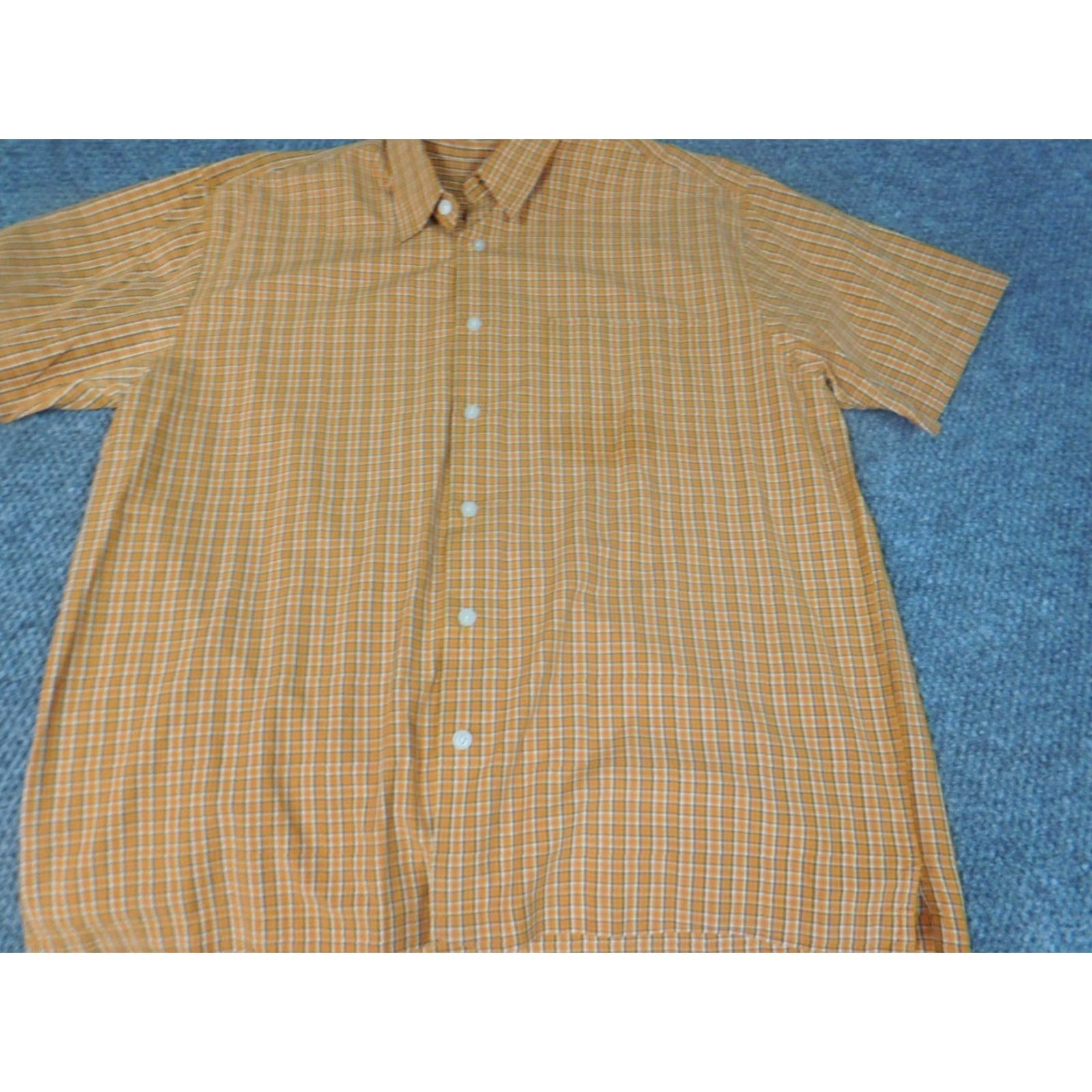 Old Navy Old Navy Shirt Mens Large Orange Plaid Button-Down Collared Short Sleeve Casual Button-Up Pocketed Size US L / EU 52-54 / 3 - 4 Thumbnail