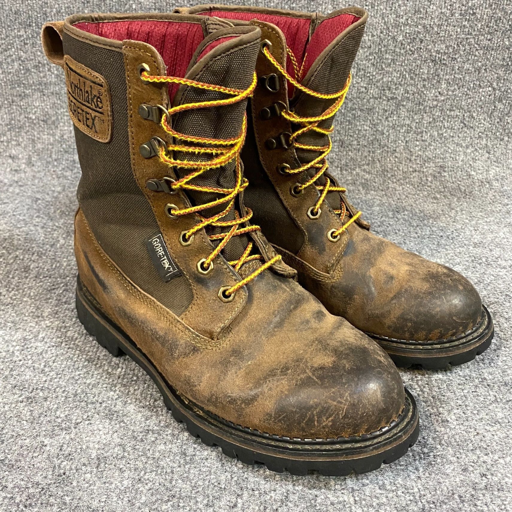 Vintage Northlake Boots Men 11 M Brown Leather Water Resistant 3M Thinsulate Insulation Workwear Leather Combat Mid-Calf Lace Up Rubber Outsole Size US 11 / EU 44 - 6 Thumbnail