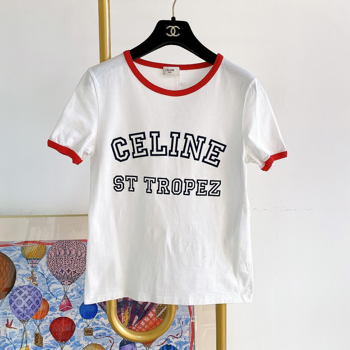 Celine Celine St Tropez Logo Ringer T-Shirt XS Size XS / US 0-2 / IT 36-38 - 1 Thumbnail