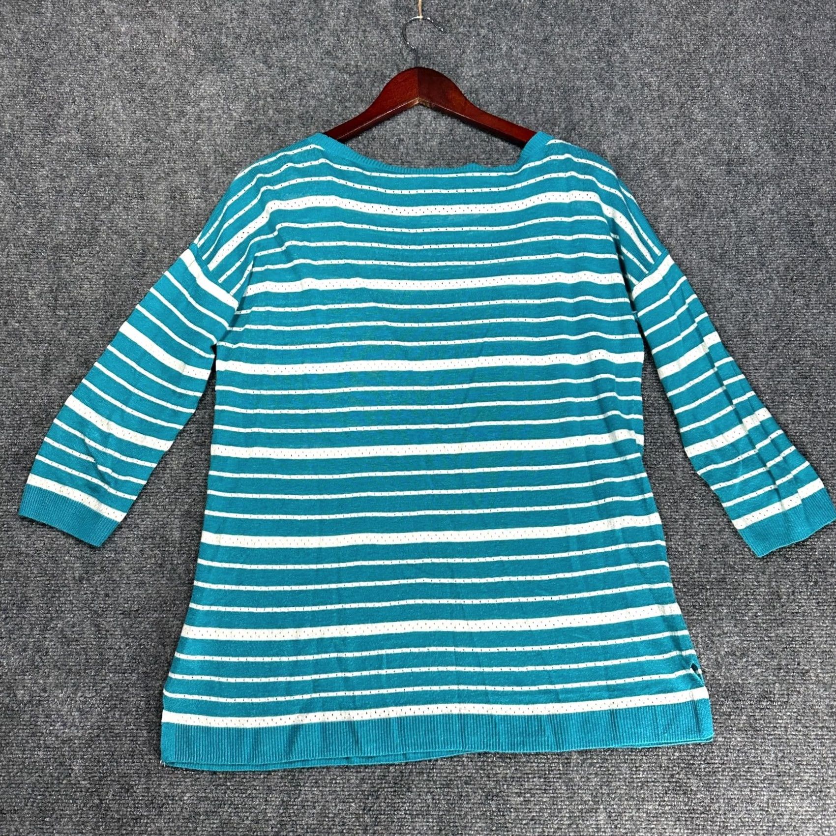 Talbots Talbots Sweater Womens Medium Linen Blend Turquoise Lightweight Knit 3/4 Sleeve Size M / US 6-8 / IT 42-44 - 6 Thumbnail