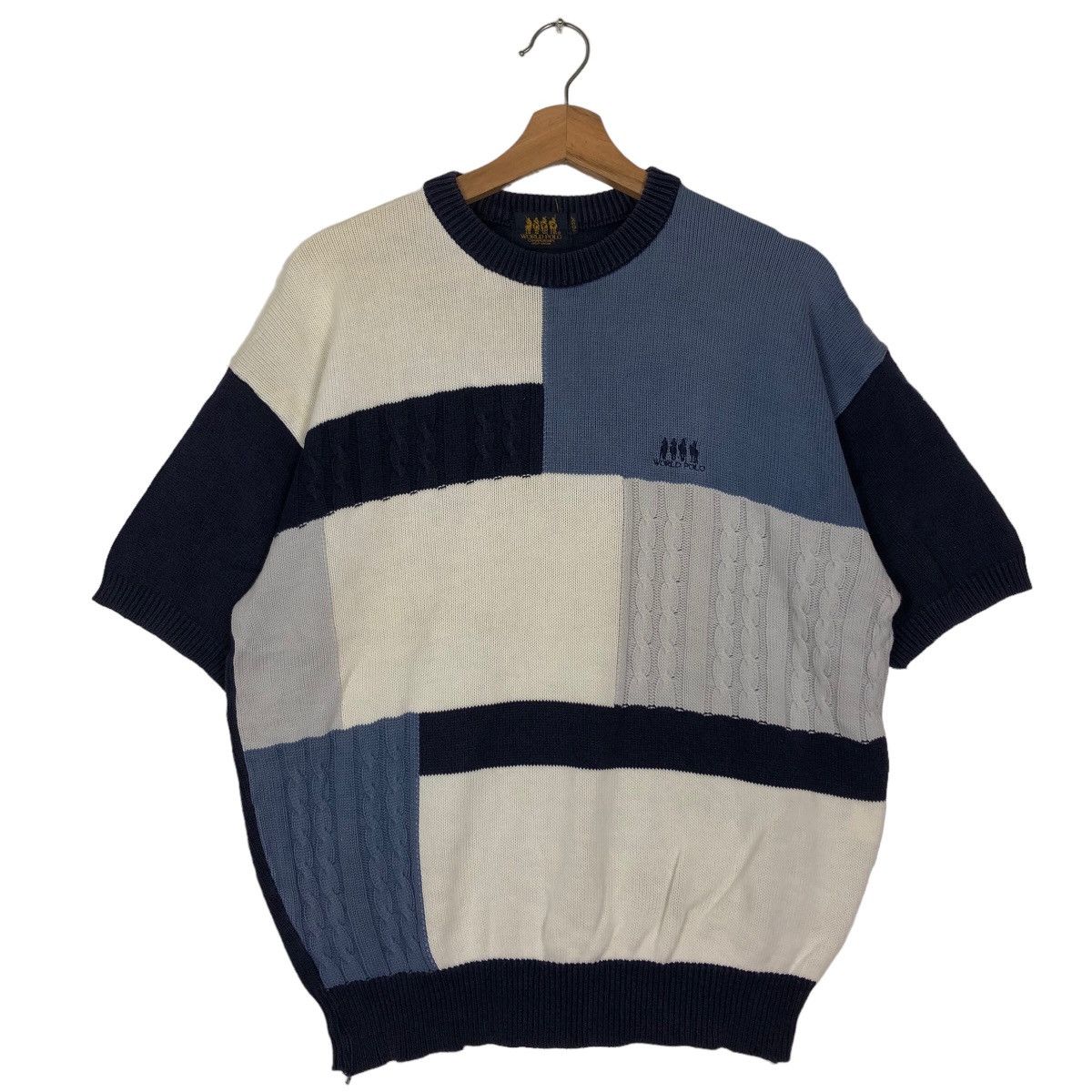Japanese Brand 🔥90’s Vintage Knit Sweatshirt World Polo Striped Design Size US L / EU 52-54 / 3 - 2 Thumbnail