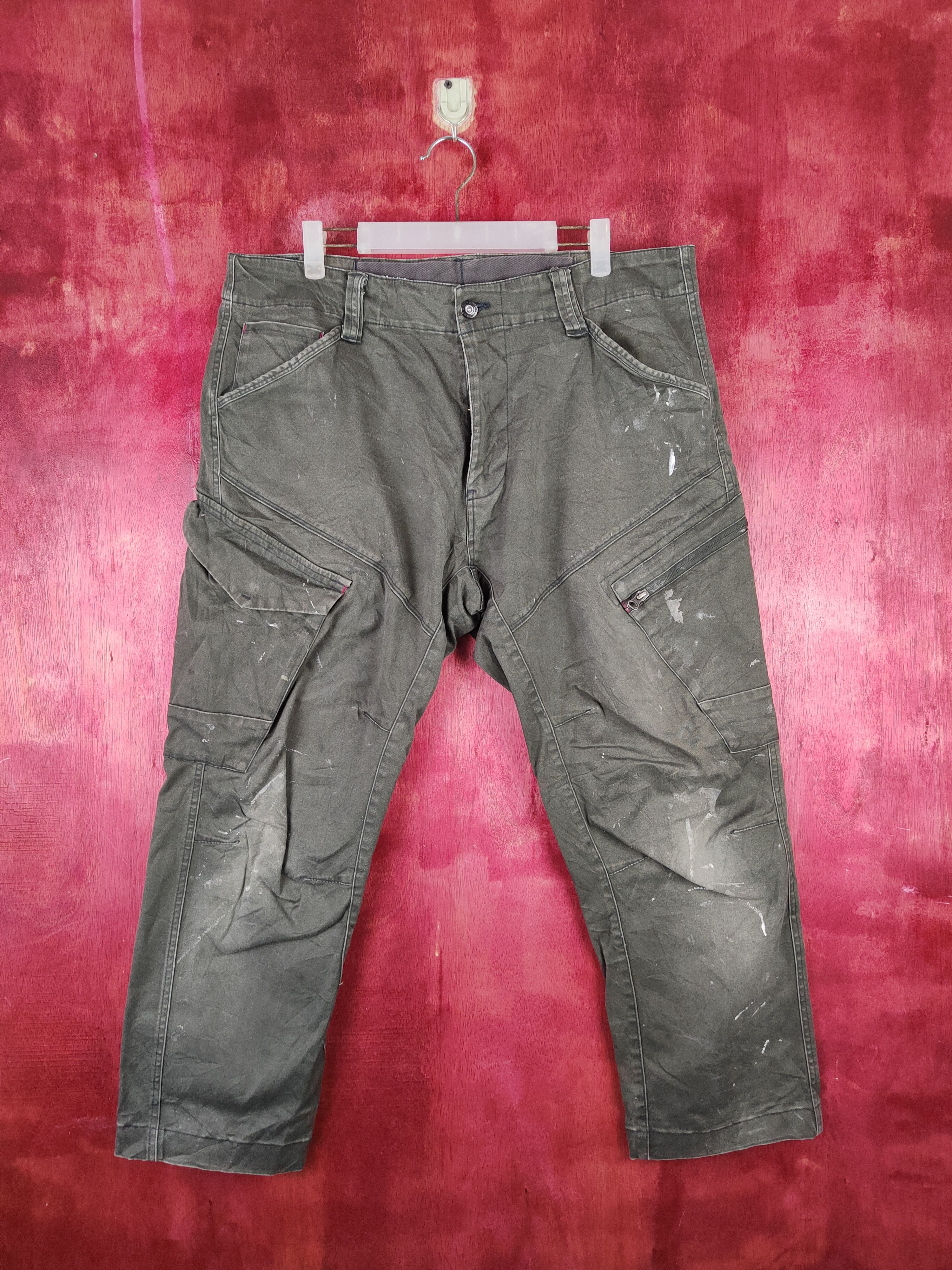 Japanese Brand Genba Dark Olive Multipocket Cargo Pants #S1285 Size US 37 - 1 Thumbnail
