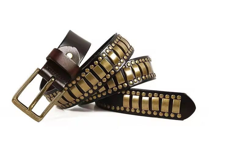 Japanese Brand 105 cmOutdoor retro punk rock studded leather belt Size ONE SIZE - 3 Thumbnail