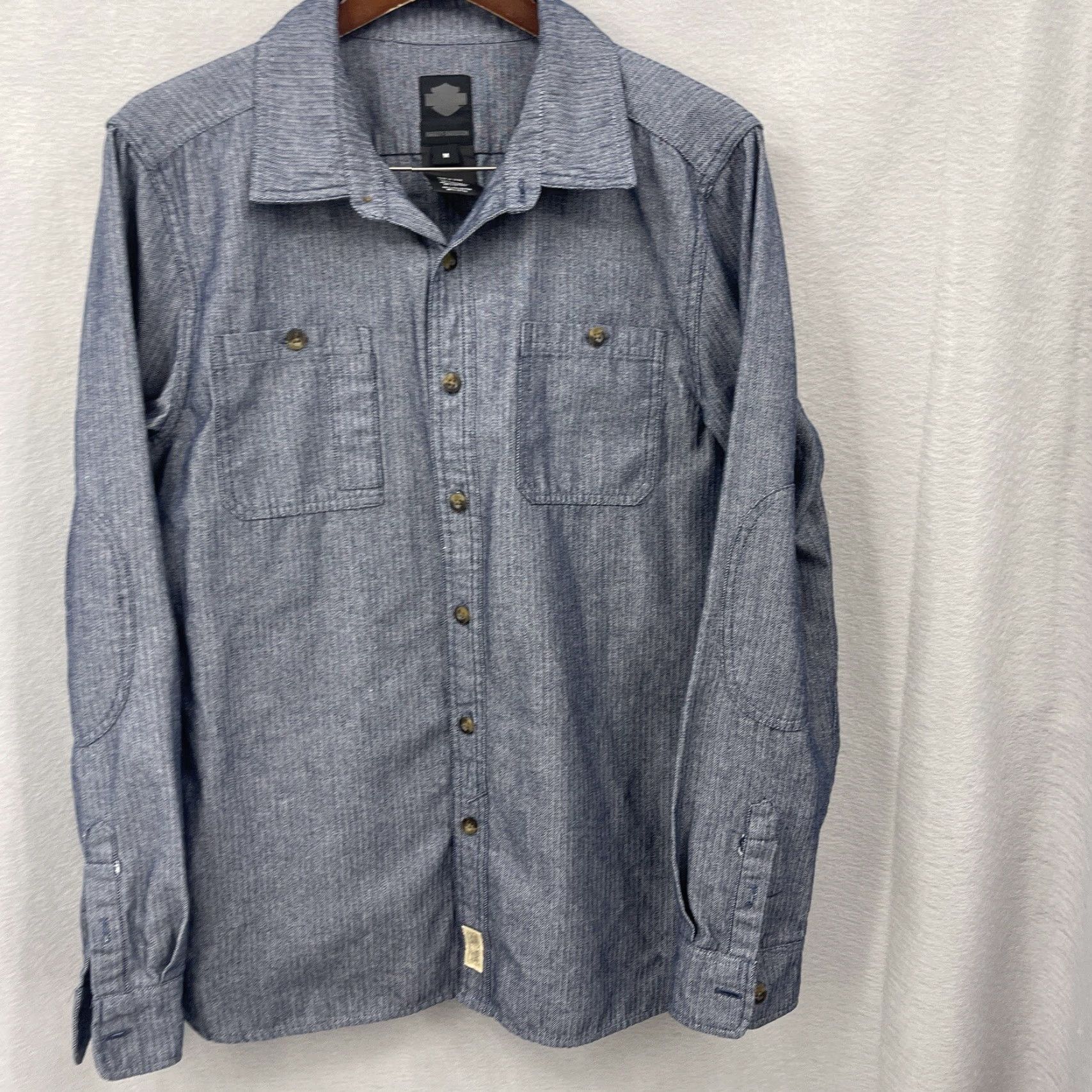 Harley Davidson Harley-Davidson Shirt Mens Medium Blue Button Long Slv Shacket Read Size US M / EU 48-50 / 2 - 2 Thumbnail