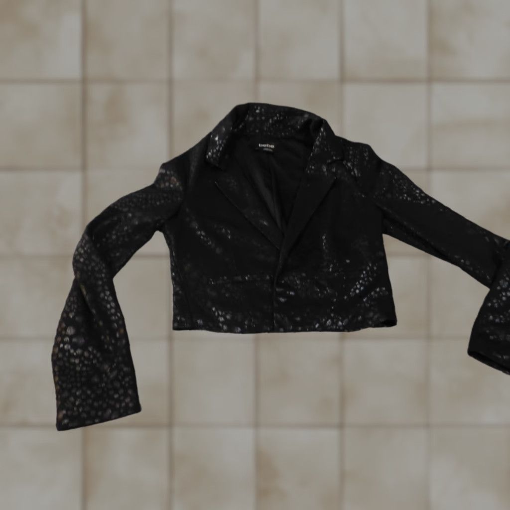 Bebe bebe Blazer Shirt Womens XS Black Lined Polyester Casual Geometric Winter Basic Jacket Blazer XS Women Size XS / US 0-2 / IT 36-38 - 1 Thumbnail