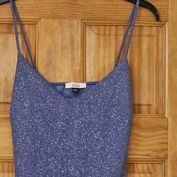 Other NWT Sparkly Blue Split Thigh Slit Open Back Cocktail Dress Size M / US 6-8 / IT 42-44 - 3 Thumbnail