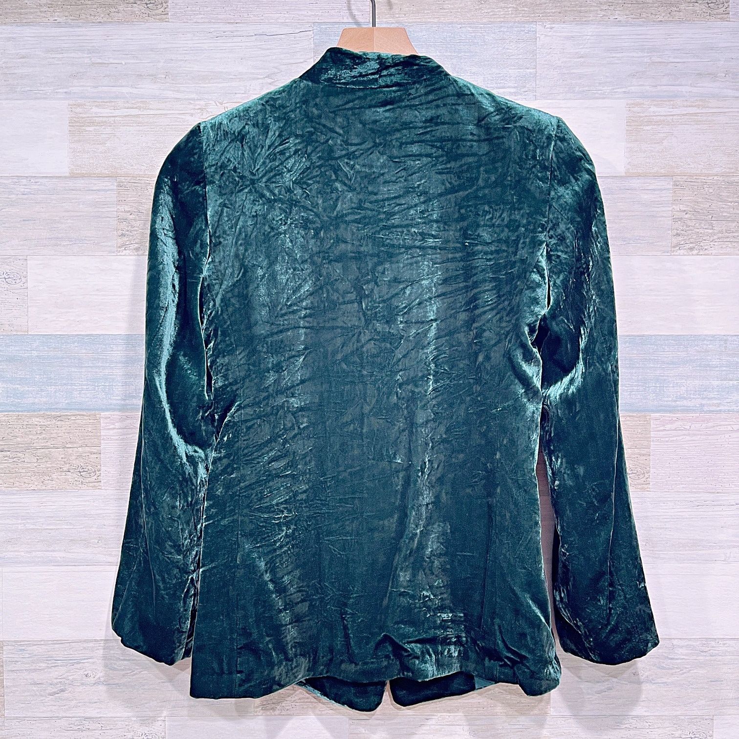 Loft LOFT Velvet Open Collarless Blazer Green Womens XS Size XS / US 0-2 / IT 36-38 - 3 Thumbnail