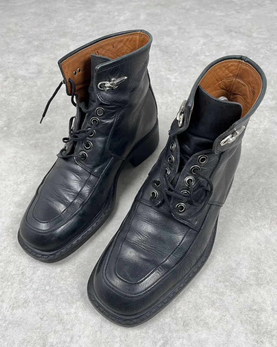 Vintage Cesare Paciotti Black Leather Dagger Lace-Up Boots Size US 9 / IT 39 - 3 Thumbnail