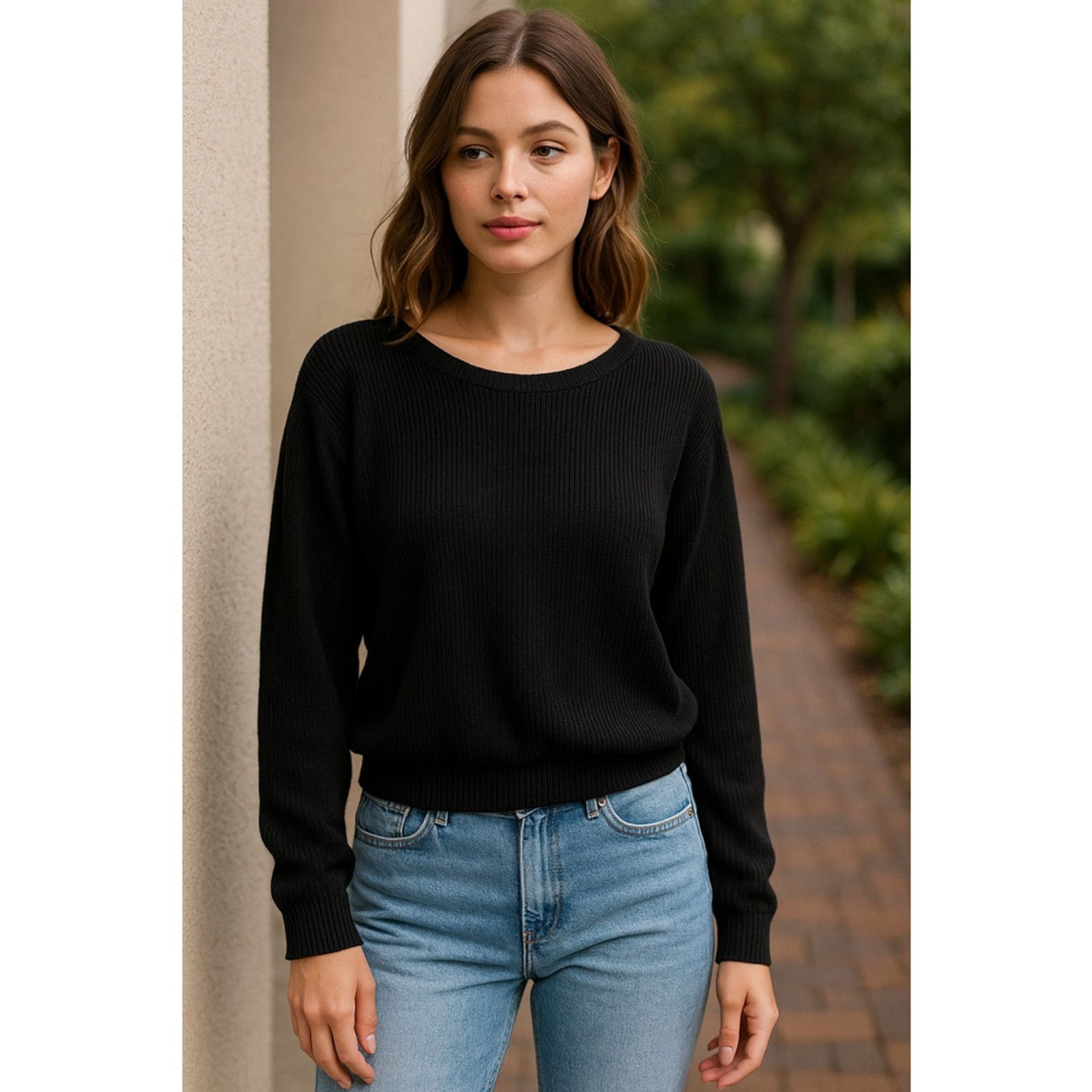 Zara Minimalist Ribbed Knit Black Pullover Sweater Zara Knit S Size S / US 4 / IT 40 - 1 Thumbnail