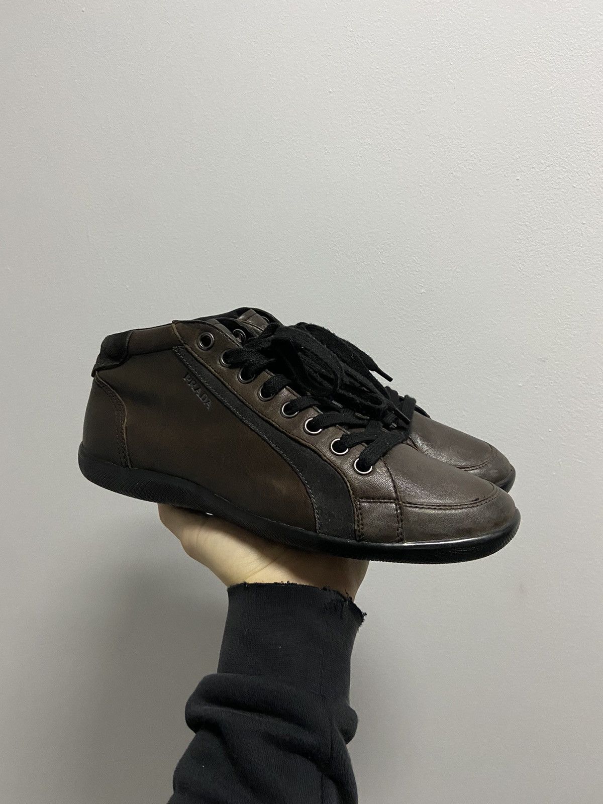 Prada × Vintage Prada Vintage Brown Shoes Luxury high sneakers logo Size US 8 / EU 41 - 1 Thumbnail