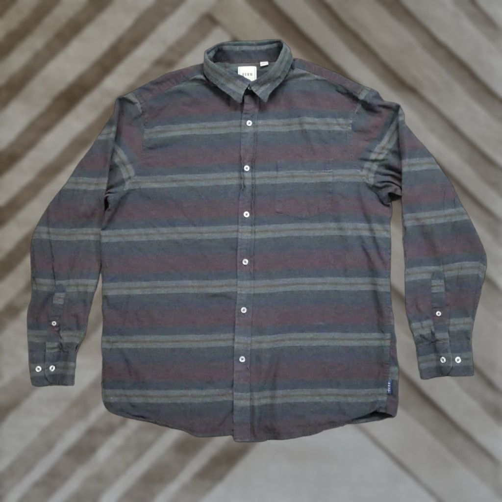 Vintage Rowm Shirt Button-Up Mens Large Grey Purple Striped Cotton Size US L / EU 52-54 / 3 - 1 Thumbnail