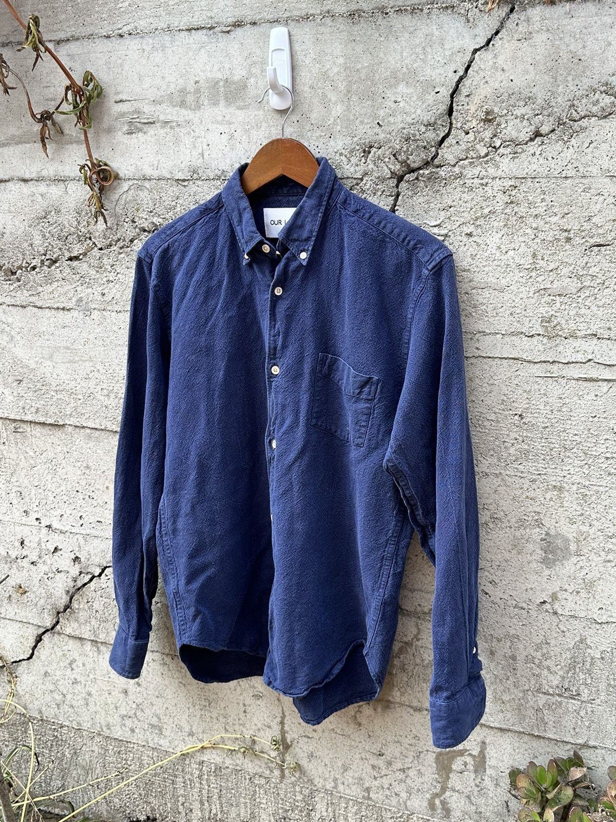 image of Grail Our Legacy Texturized Denim Button Up Shirt, Men's (Size Medium)