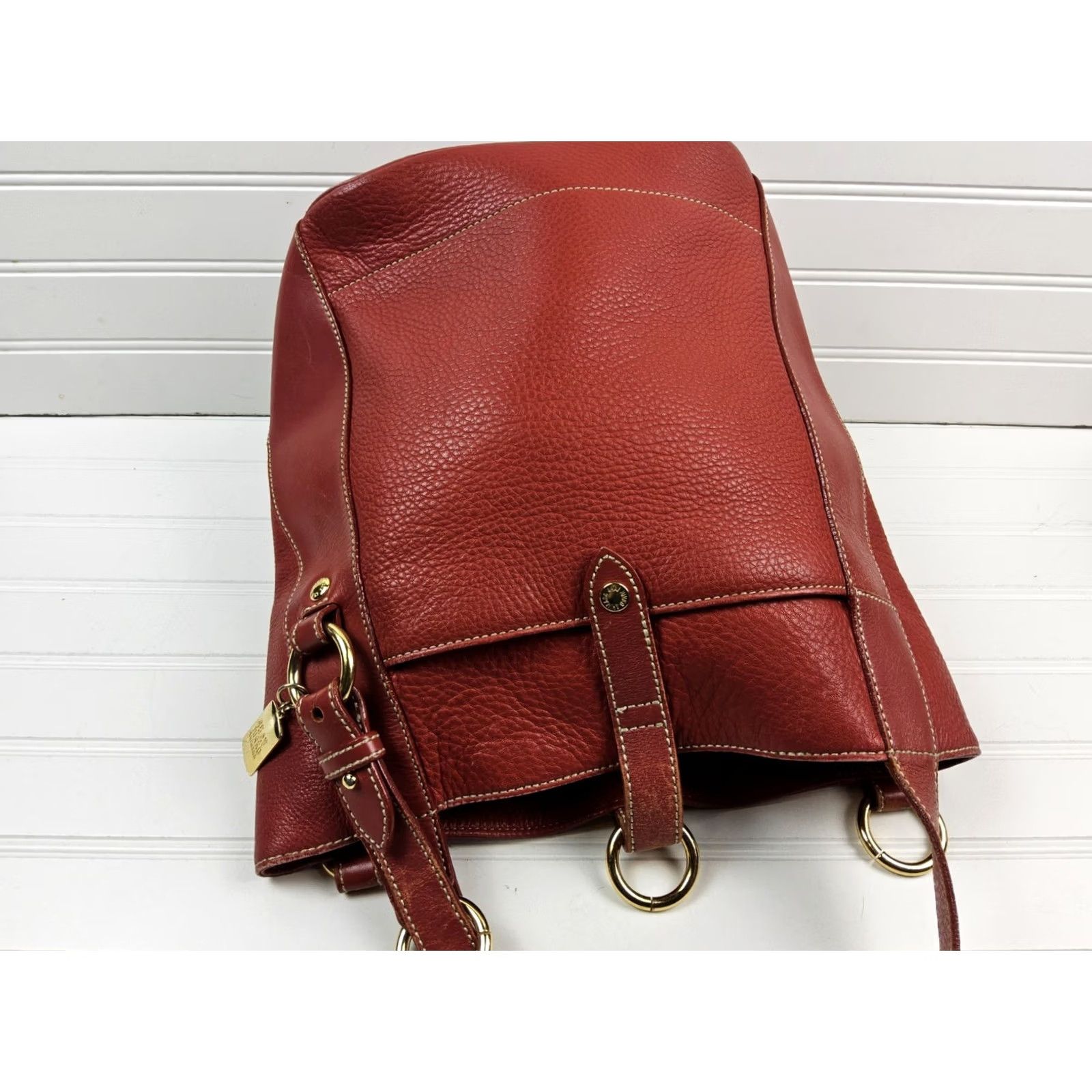 Vintage 49 Av Junko Shimada Tote Leather Handbag Purse Shoulder Pebbled Bright Red Womens Size ONE SIZE - 5 Thumbnail