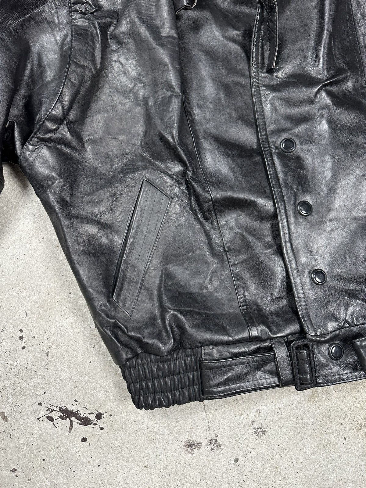 Vintage Vintage 90s Black Leather Utility Ramones Moto Bomber Jacket Size US XXL / EU 58 / 5 - 3 Thumbnail
